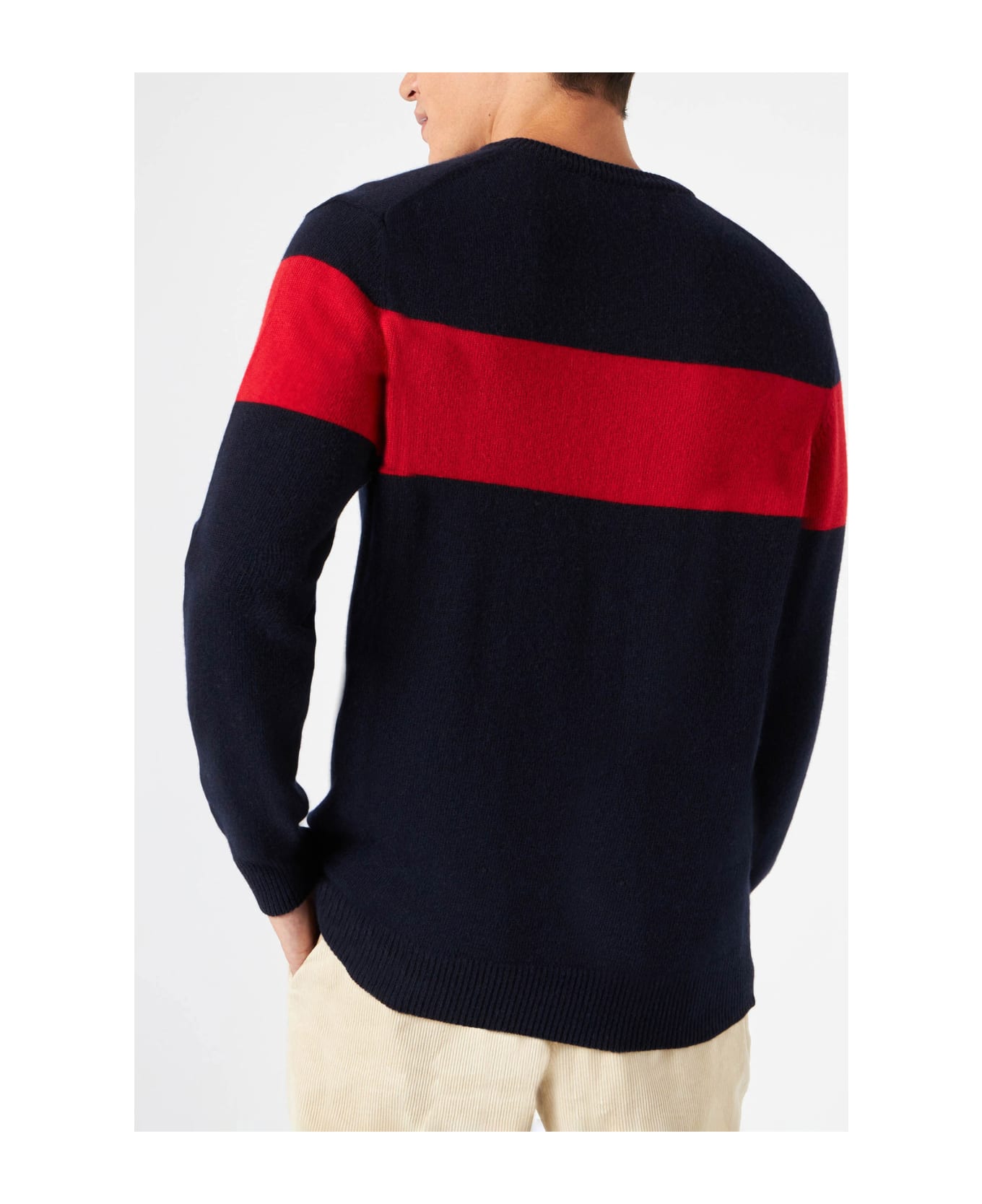 MC2 Saint Barth Campiglio Blended Cashmere Man's Sweater - BLUE