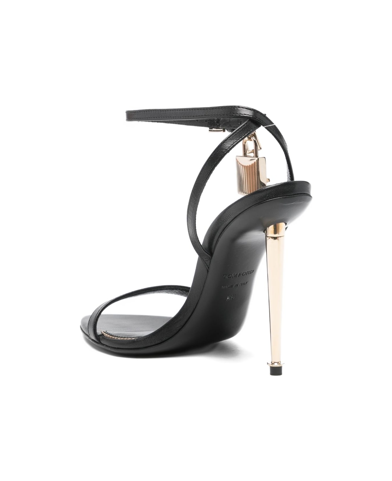 Tom Ford Leather Heel Sandals - Black