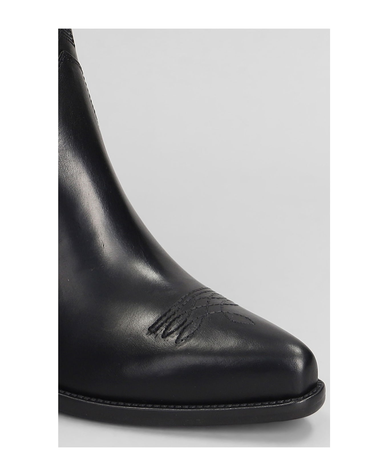 Golden Goose 70 Wish Star Texan Ankle Boots In Black Leather - Black