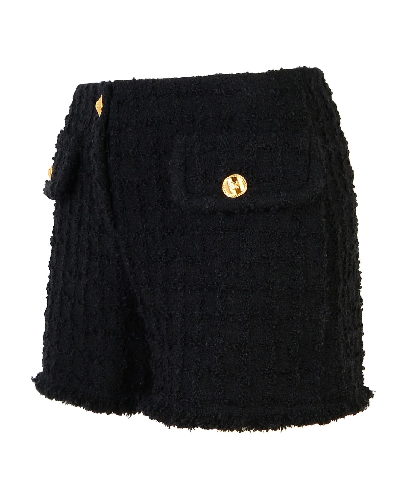 Versace Black Virgin Wool Blend Shorts - Black