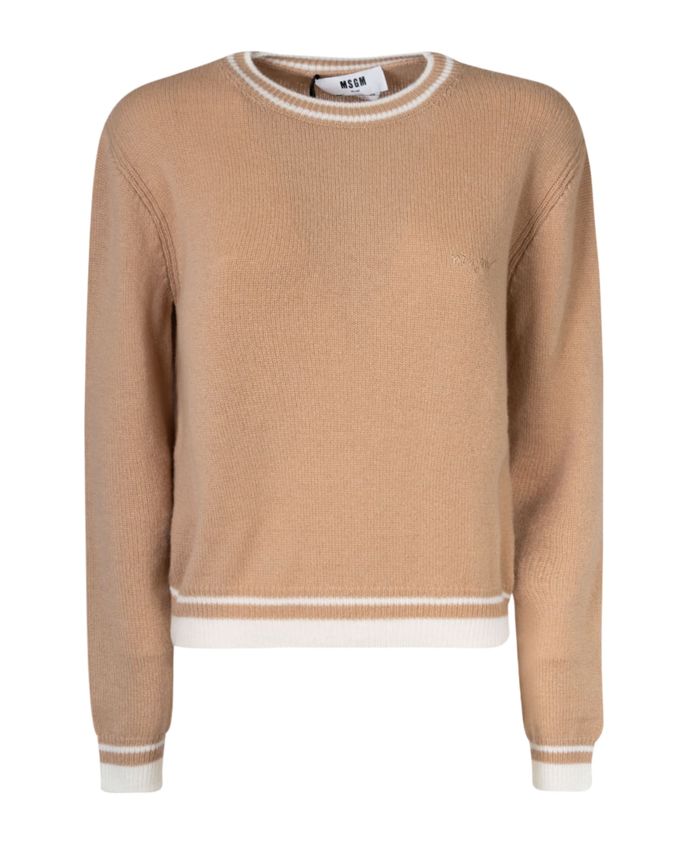 MSGM Round Neck Sweater - Beige