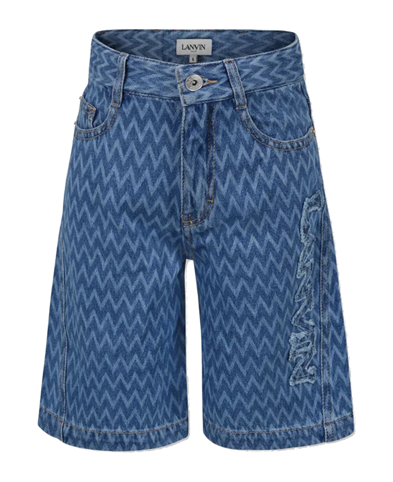 Lanvin Denim Shorts For Boy With Logo - Denim