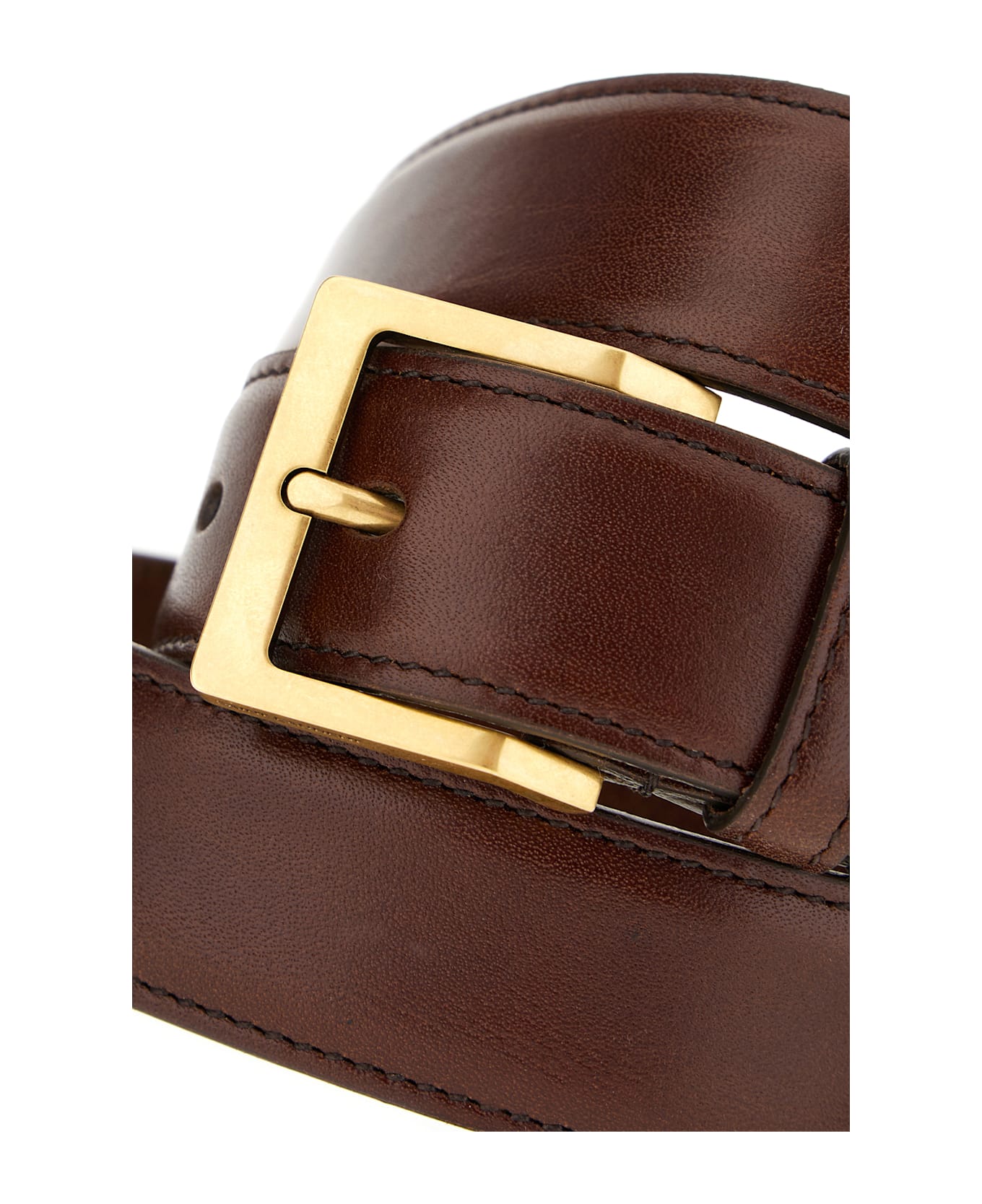 Saint Laurent Brown Leather Belt - BURNT CHOCOLATE