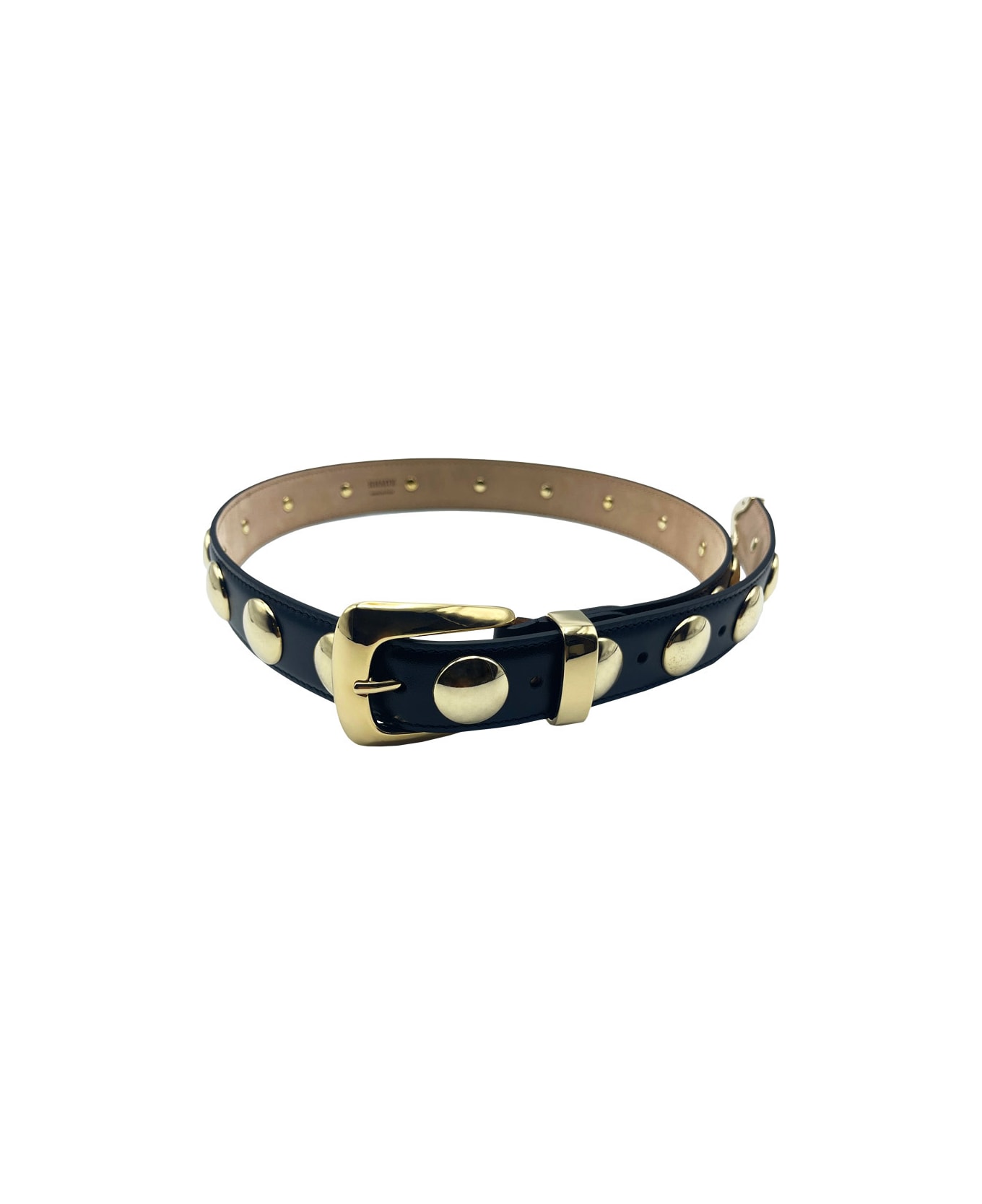 Khaite Benny Belt With Stud Gold Buckle - Black Gold