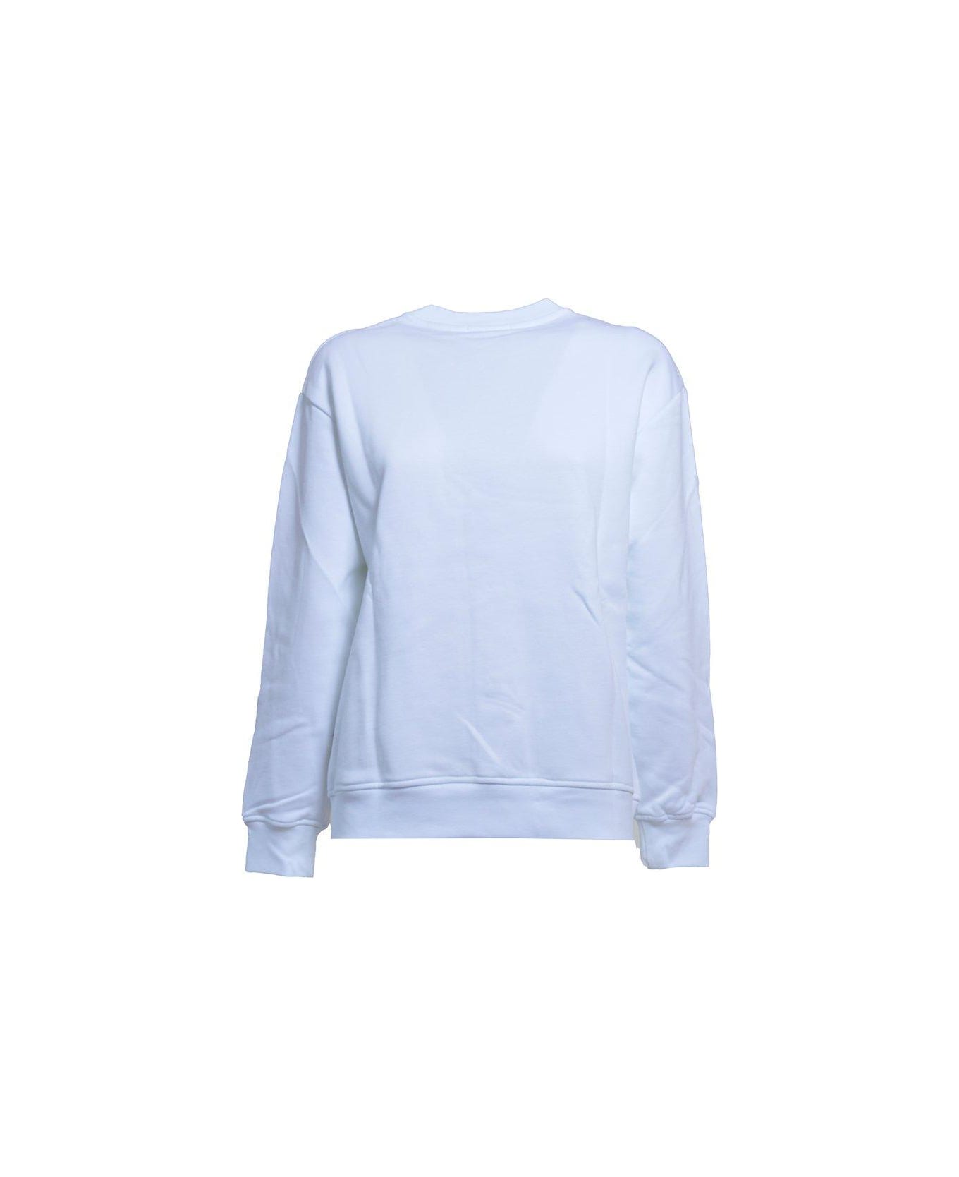 MSGM Logo Printed Crewneck Sweatshirt - Bianco ニットウェア＆スウェットシャツ