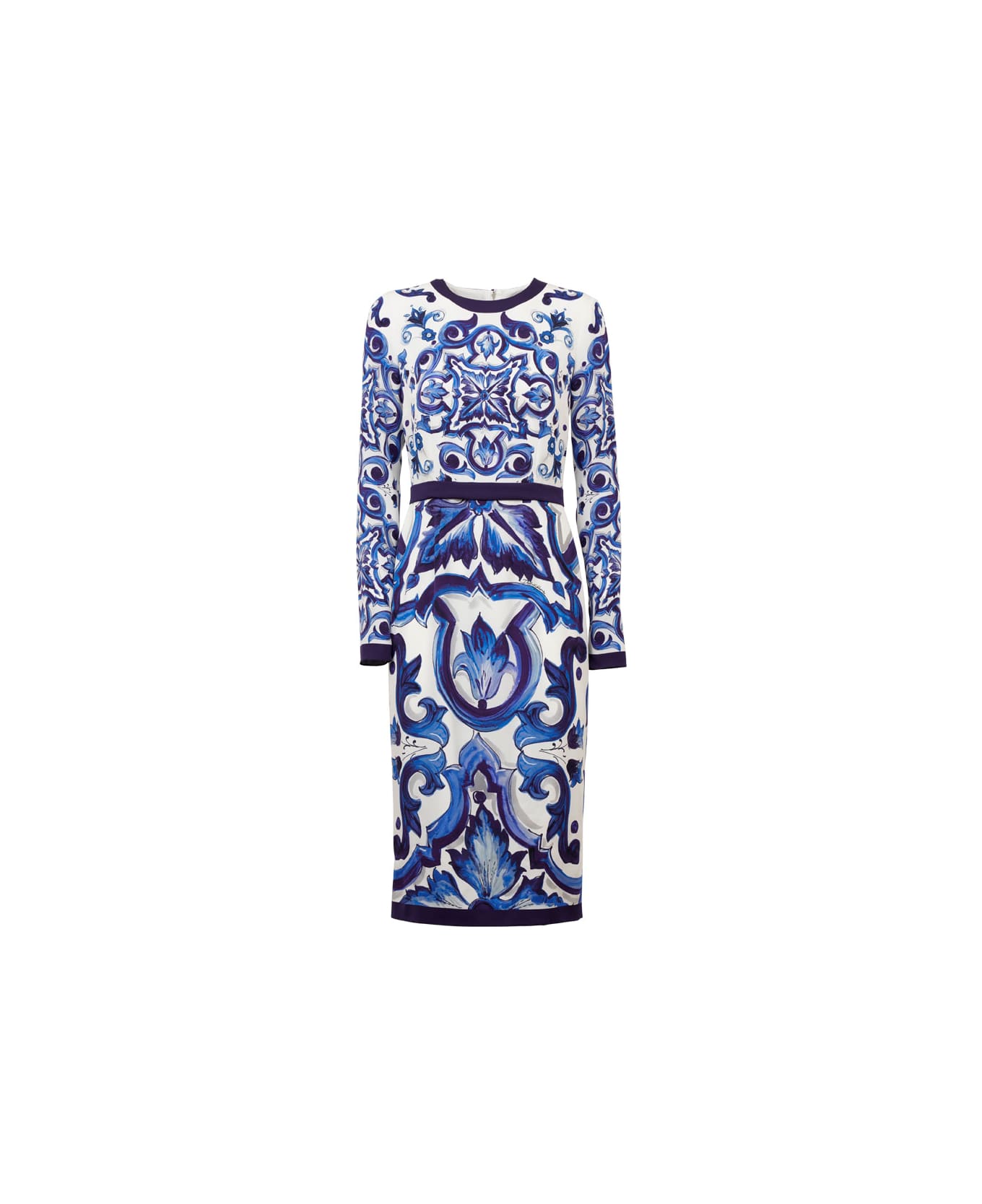 Dolce & Gabbana Abito Mix Maiolica - Tn Blu/bco