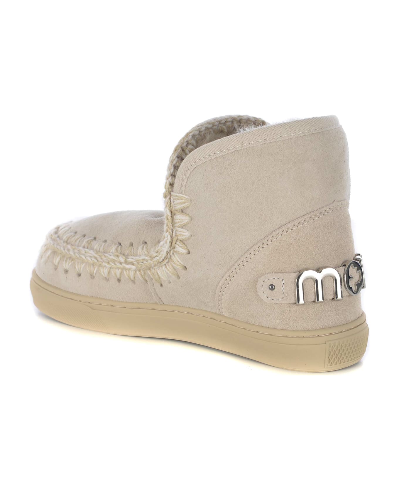 Mou Boots Mou "sneakers Metal Logo" Made In Suede - Beige