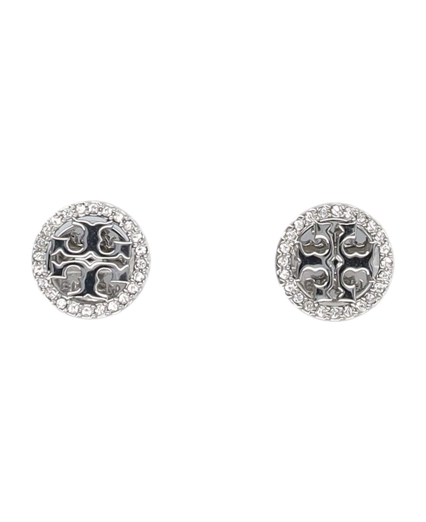 Tory Burch Miller Pave Stud Earring - Tory Silver / Crystal