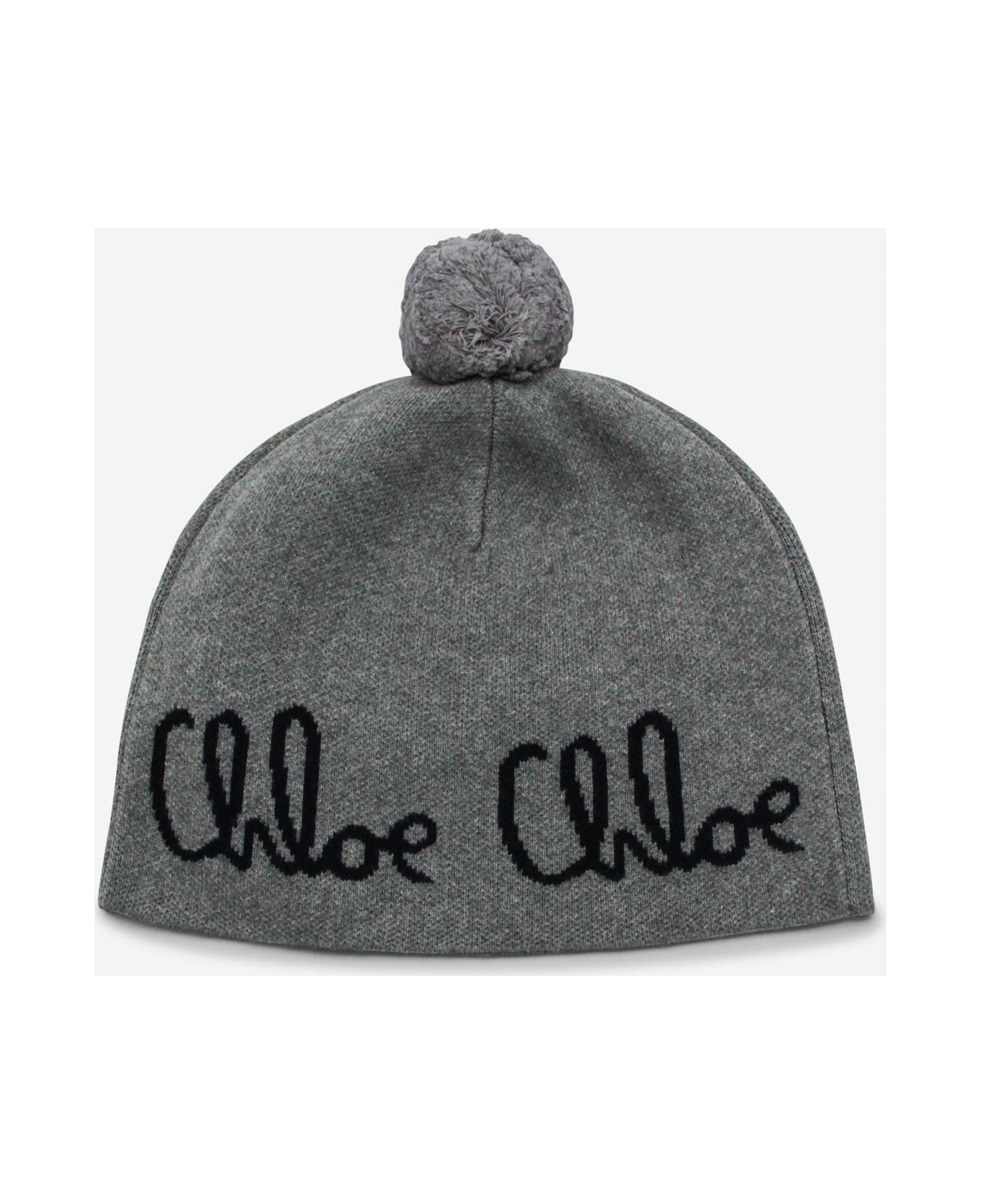 Chloé Dark Grey Cotton Beanie - GRIGIO SCARICO