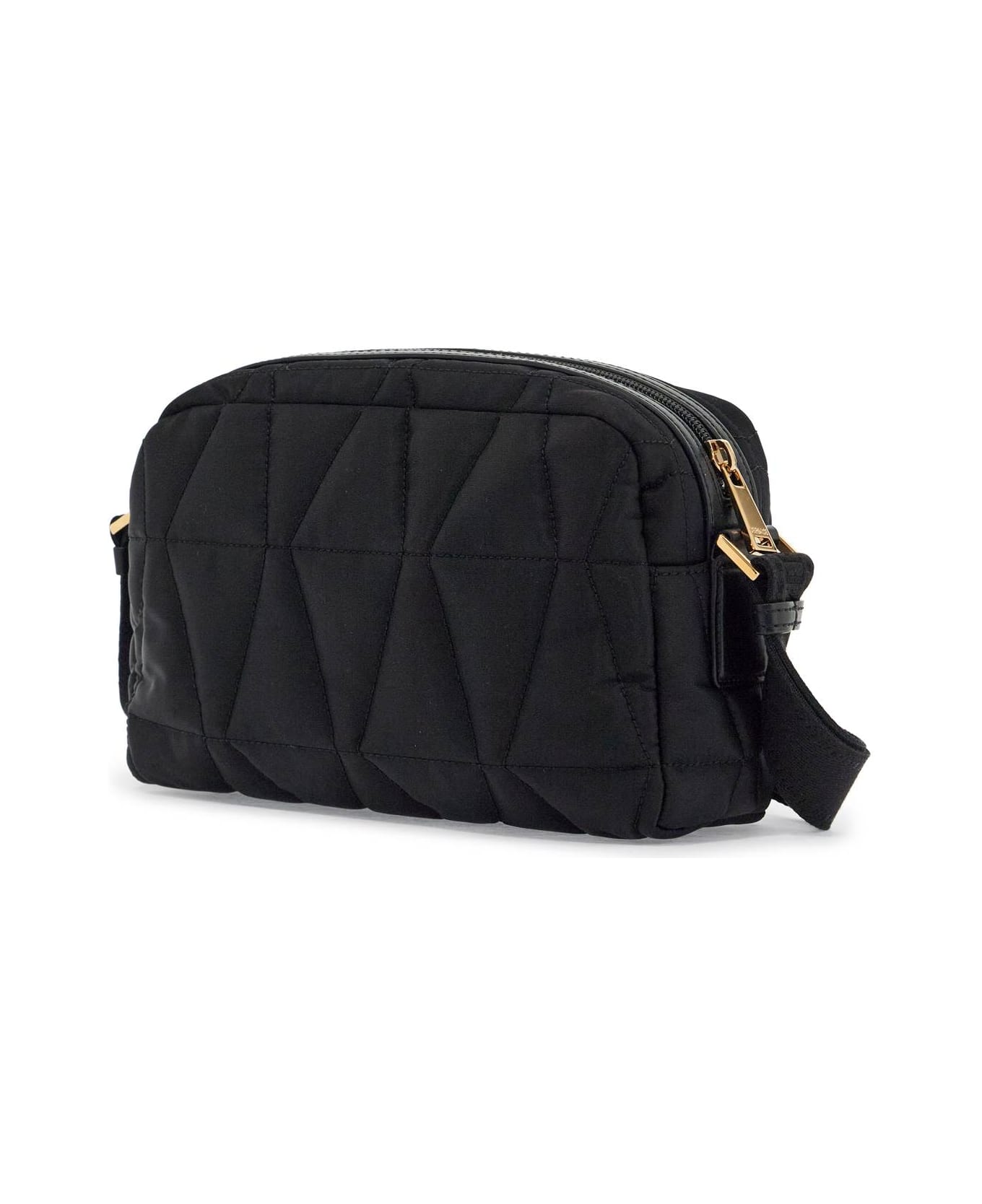 Versace Quilted Nylon Camera Bag With - BLACK-VERSACE GOLD (Black)
