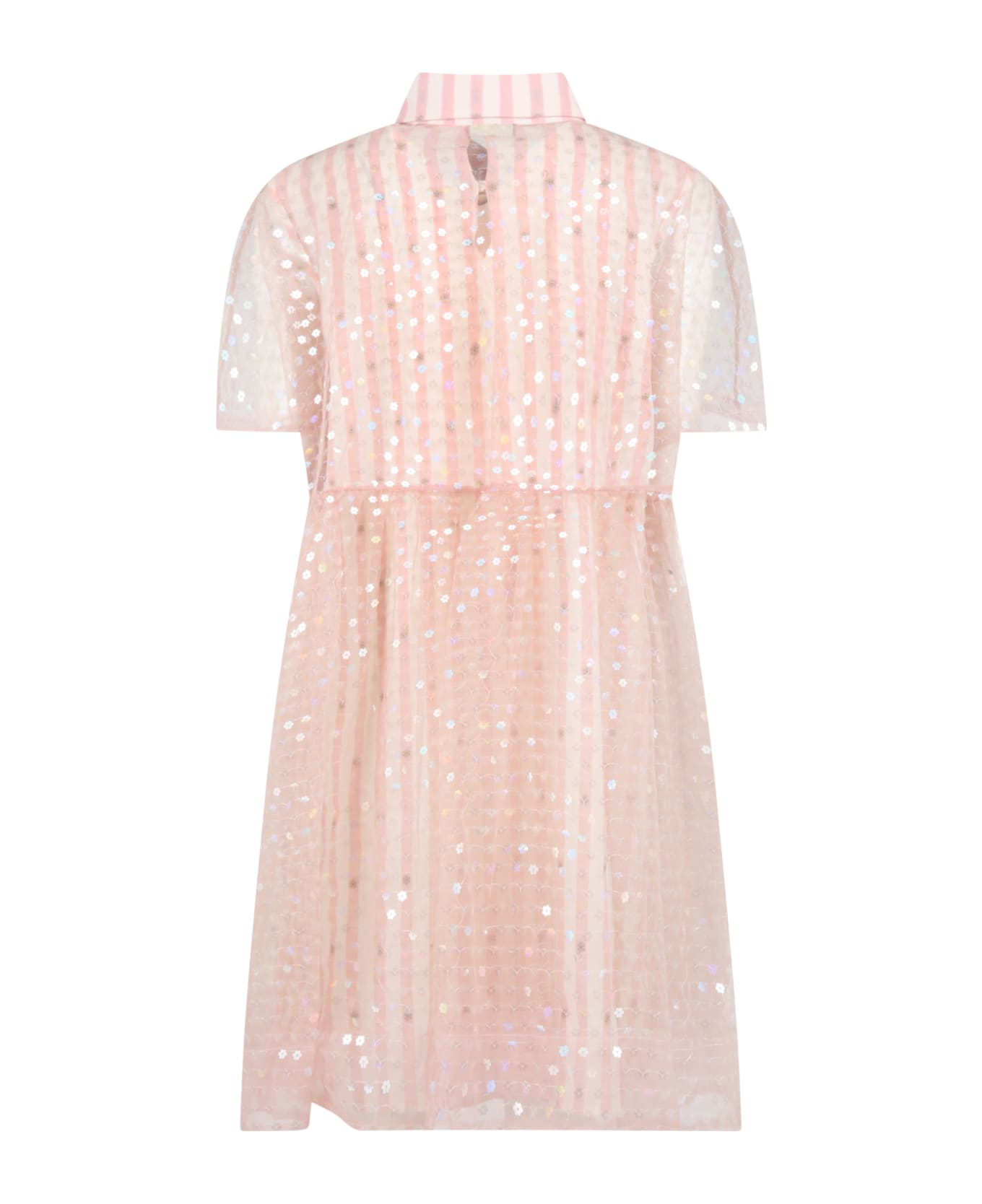 Fendi Pink Dress For Girl With Logo And Sequins - Pink