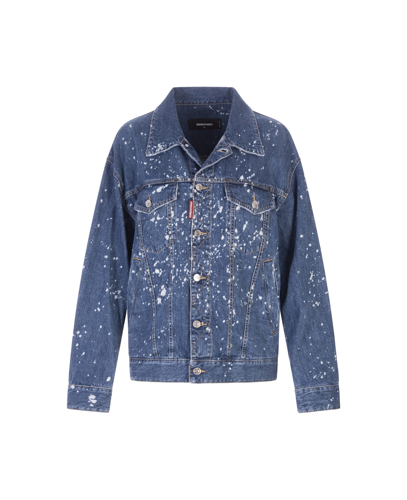 Dsquared2 Blue Denim Jacket With Colour Stains - Blu