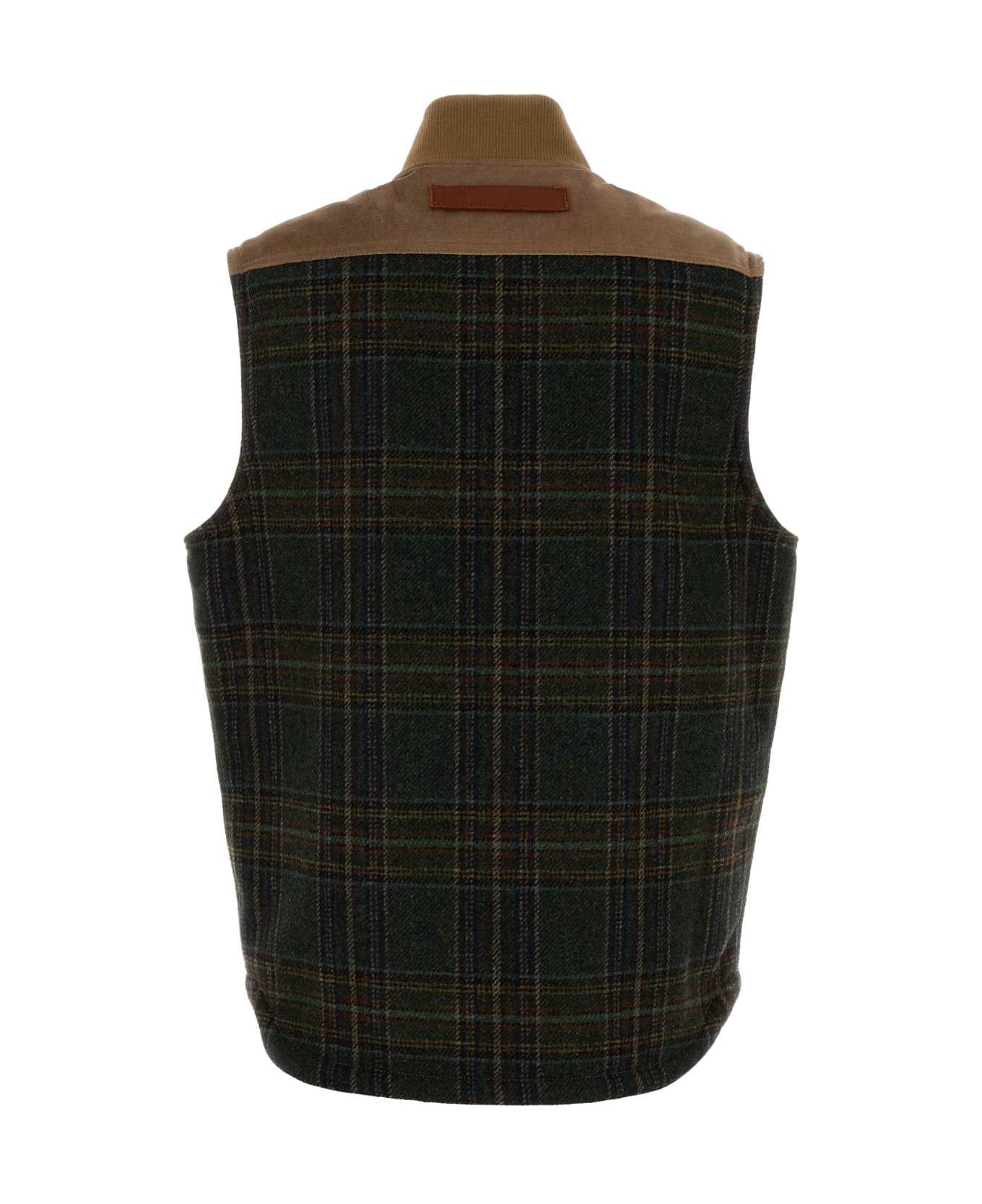 Junya Watanabe Multicolor Cotton And Wool Sleeveless Jacket - BEIGEXBRNXKHK