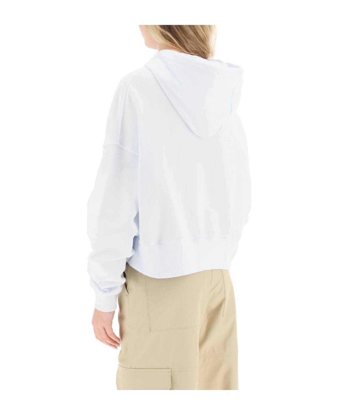 MSGM Small Logo Cropped Sweatshirt - OPTICAL WHITE (White)