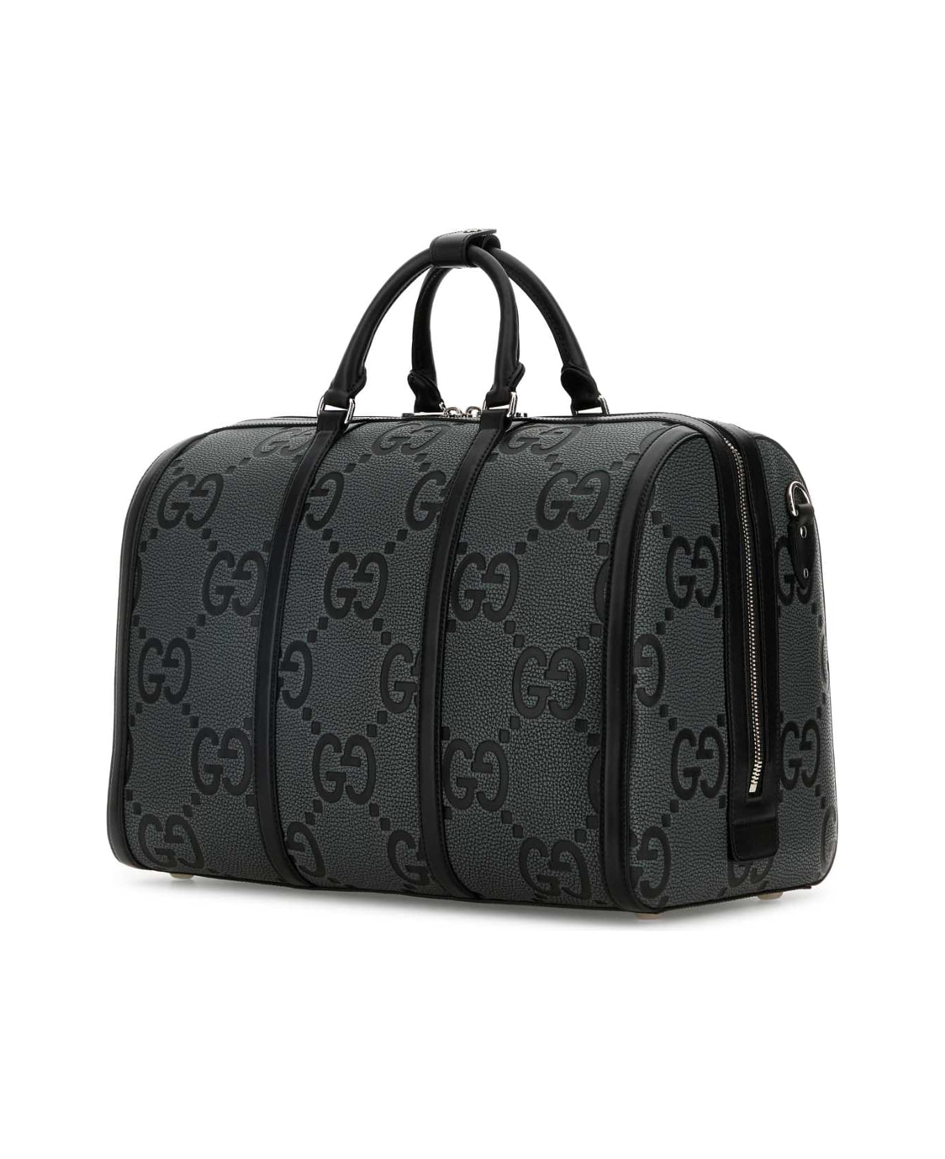 Gucci Jumbo Gg Leather Travel Bag - BLACKGREY