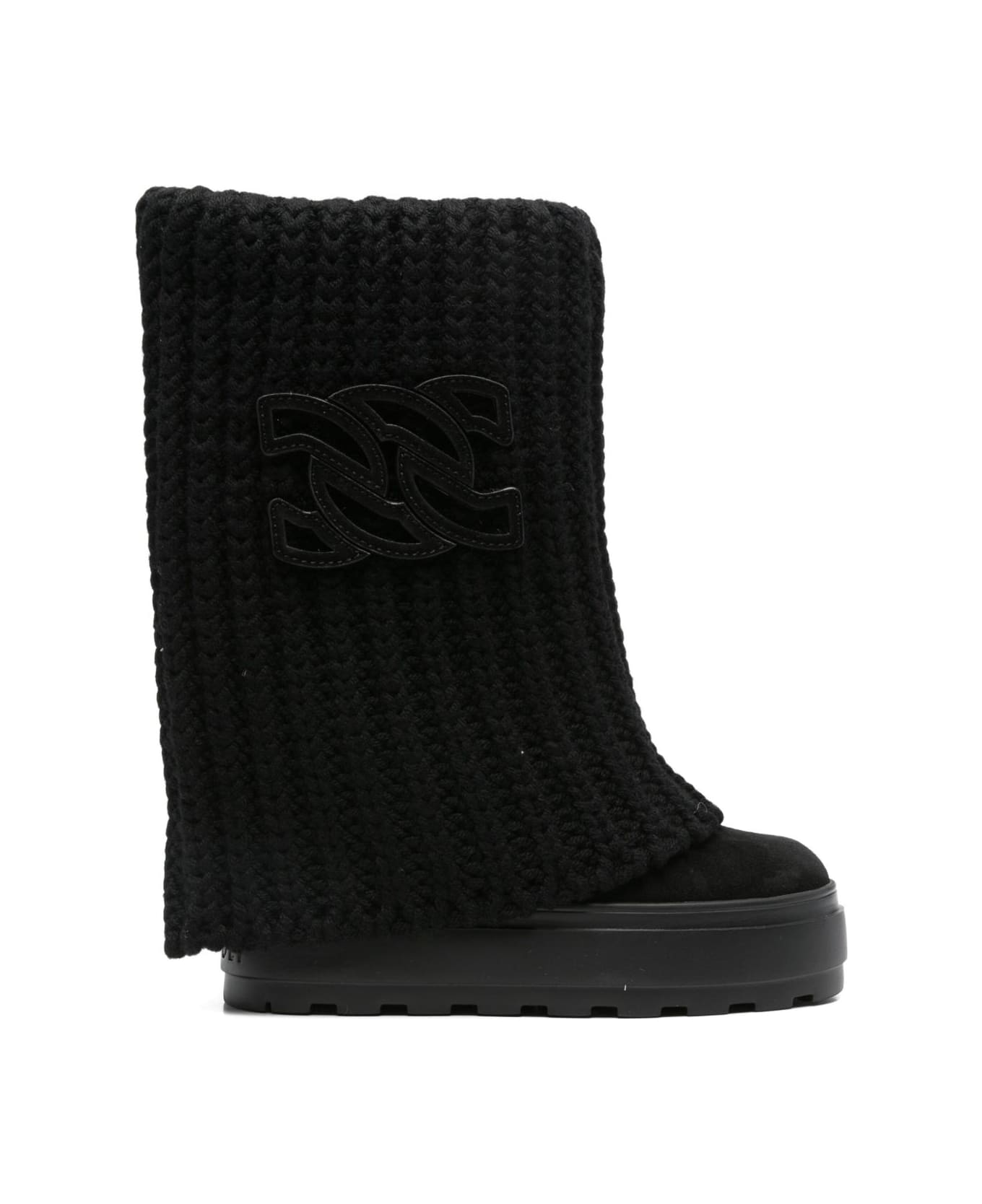 Casadei Tricot Wool Boots - Black