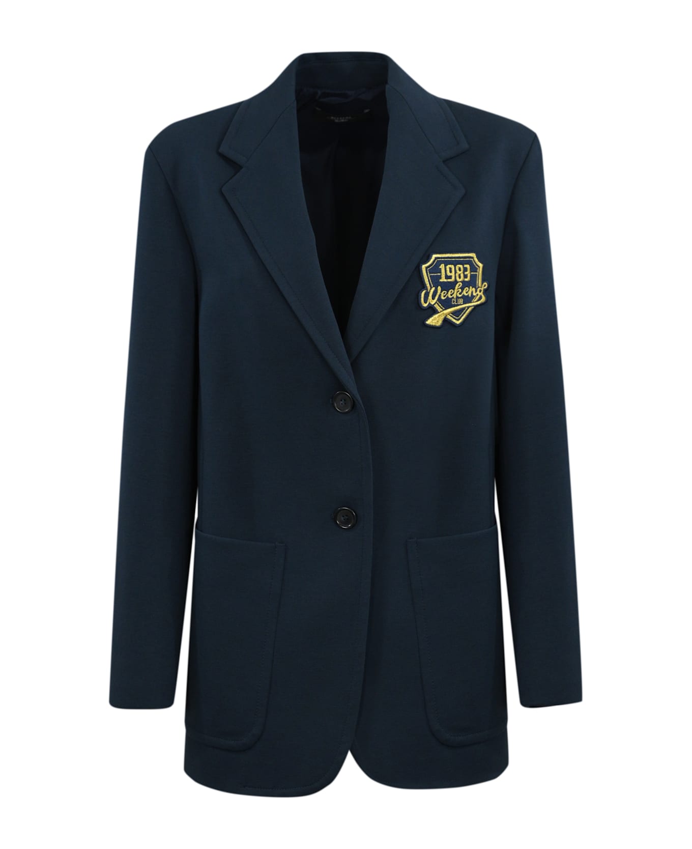 Weekend Max Mara Brama Blazer With Coat Of Arms Embroidery - Blu