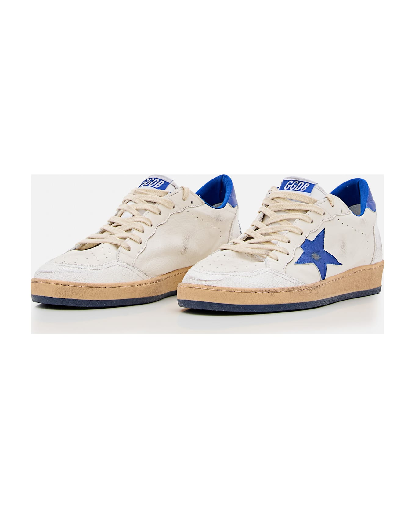 Golden Goose Ballstar White Sneakers With Blue Star - White
