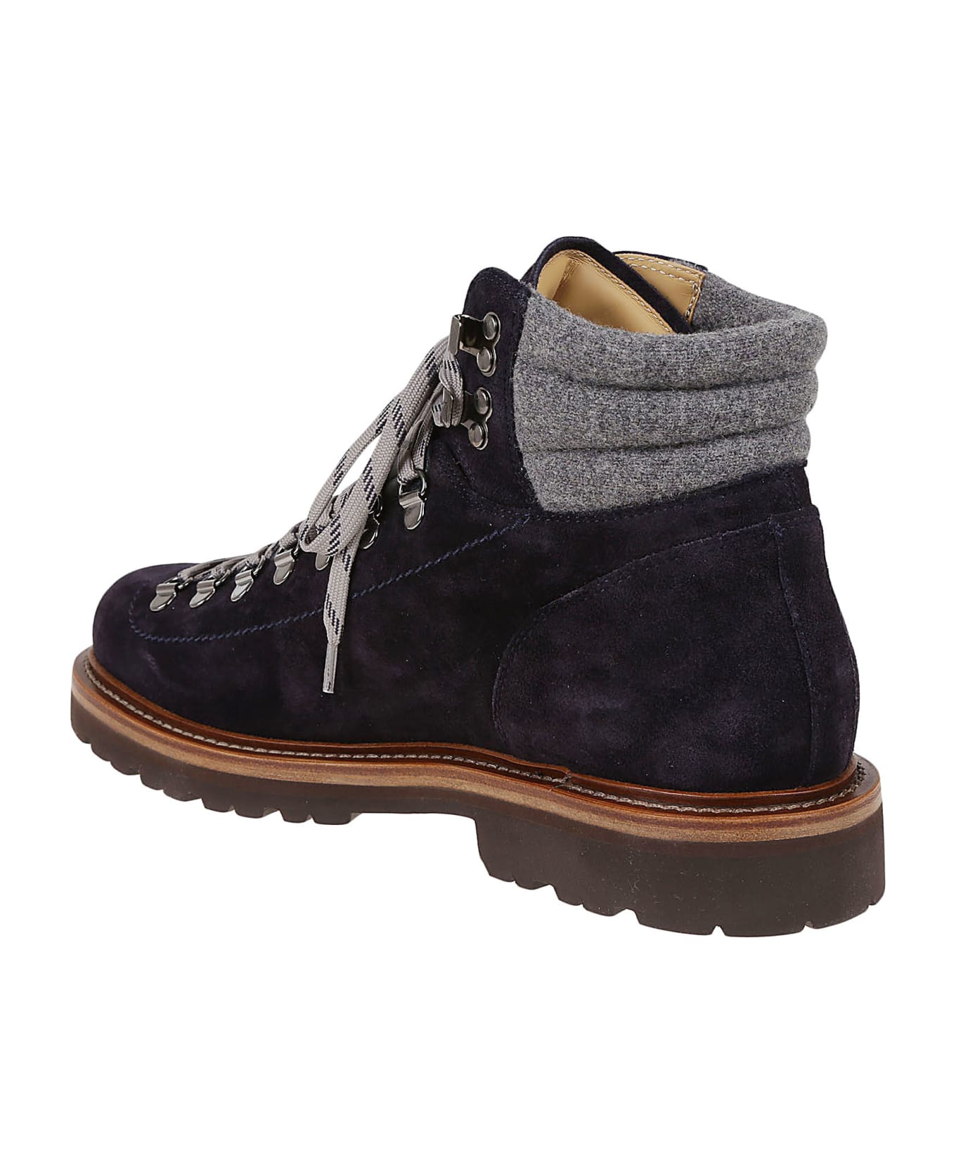 Brunello Cucinelli Boot Mountain Shoe In Soft Suede Leather And Virgin Wool Felt Inserts. Closure With Laces - Cpv46