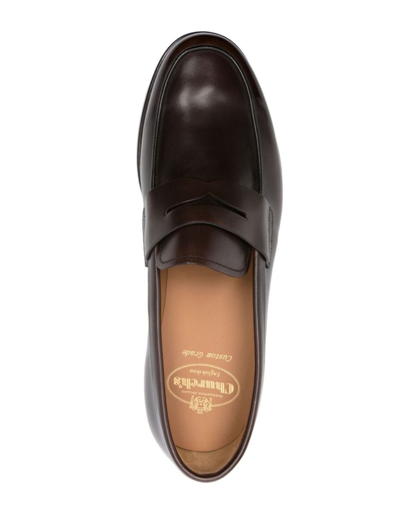 Church's Ebony Calf Leather Milford Penny Loafers - Dark Brown