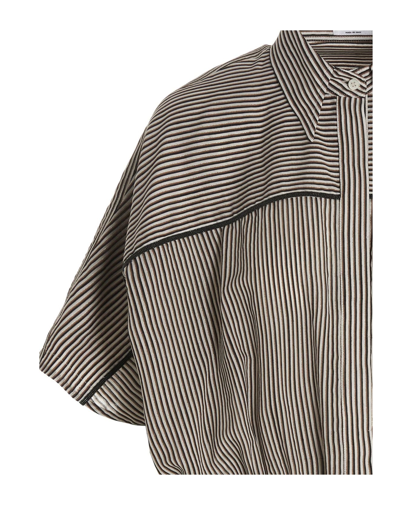 Brunello Cucinelli Cropped Striped Shirt - Multicolor