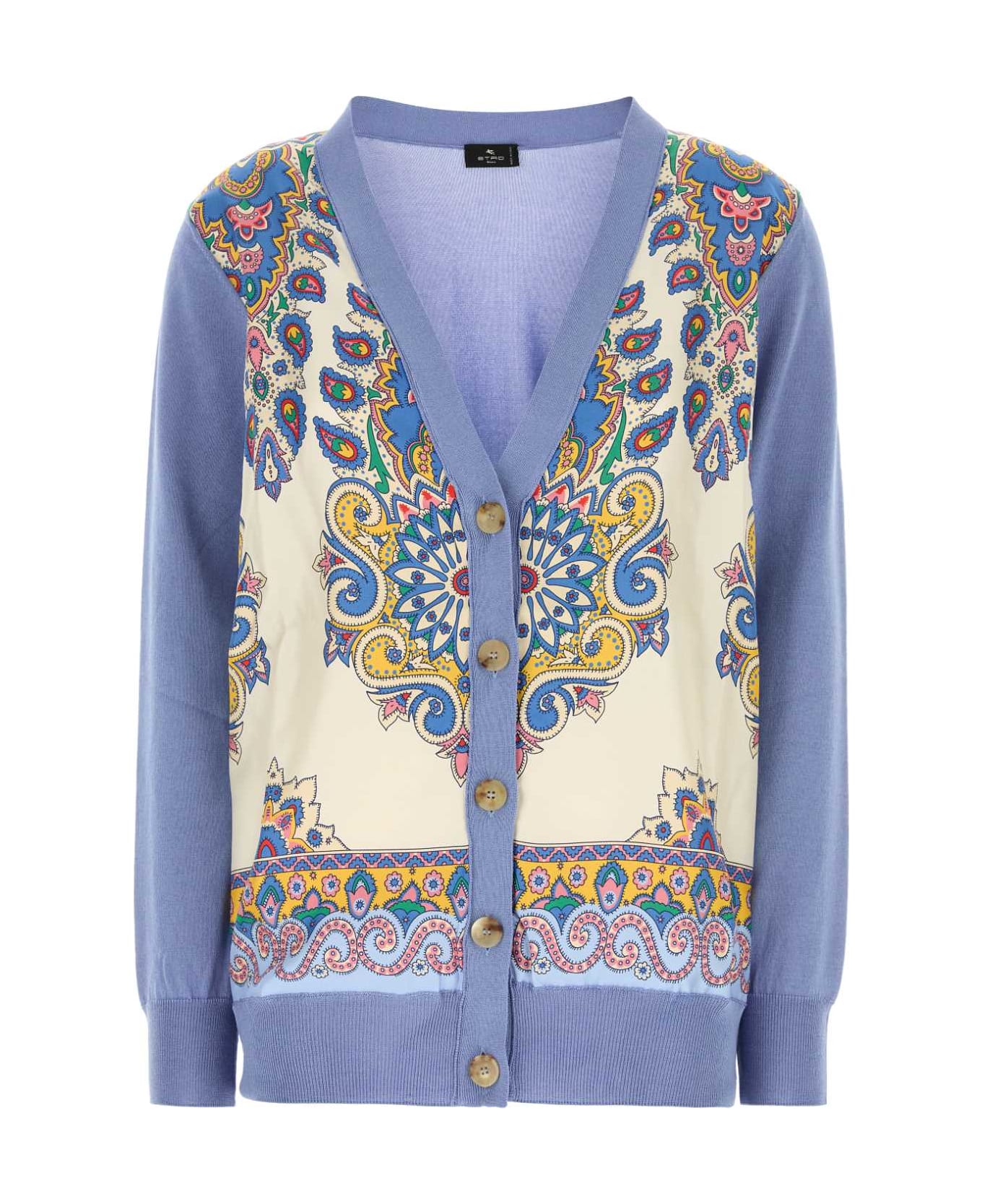 Etro Cerulean Blue Cotton Blend Cardigan - PERVINCA