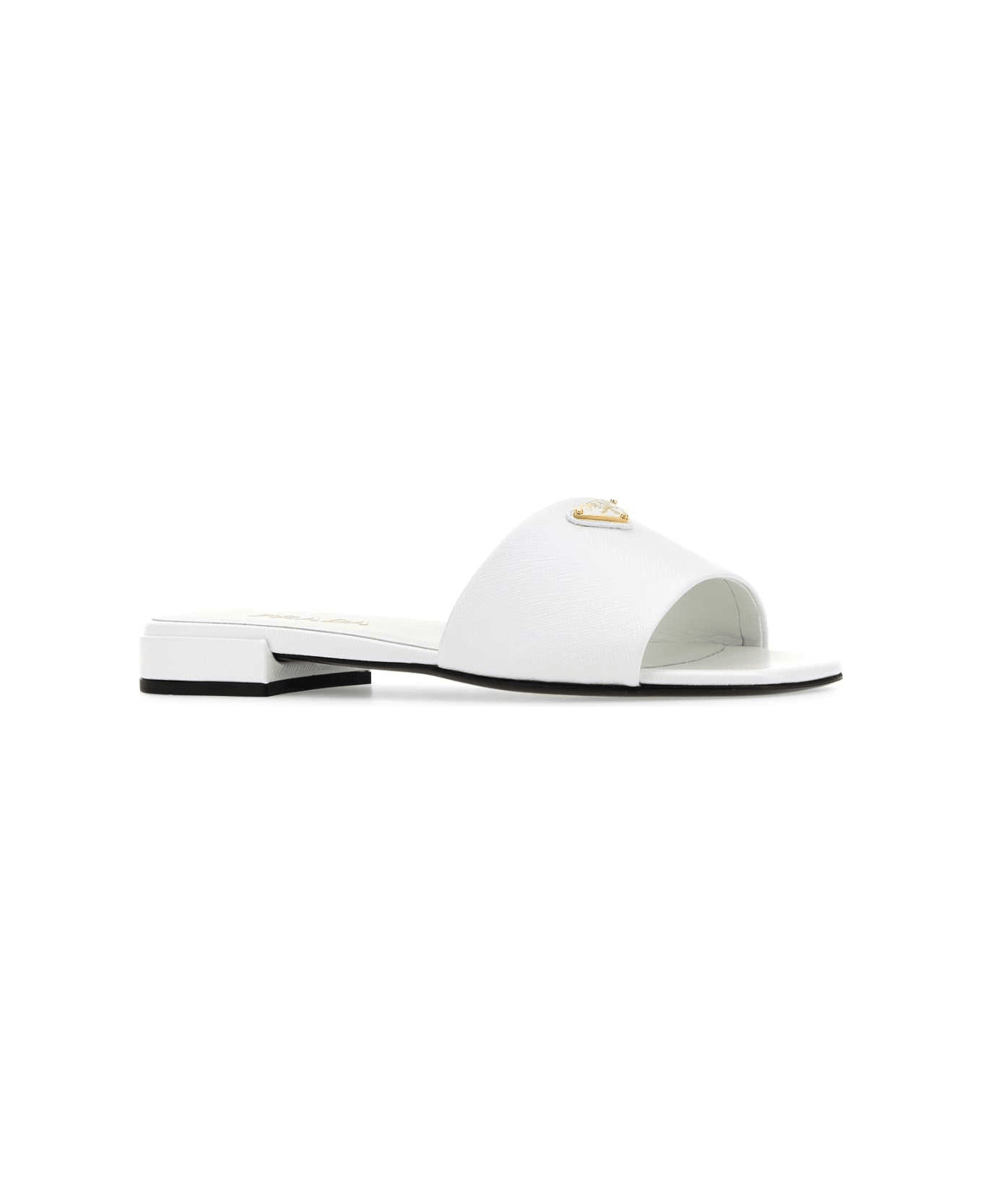 Prada White Leather Slippers - BIANCO