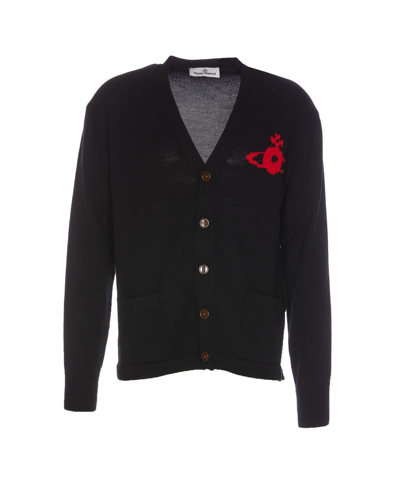 Vivienne Westwood Button-up V-neck Cardigan - BLACK