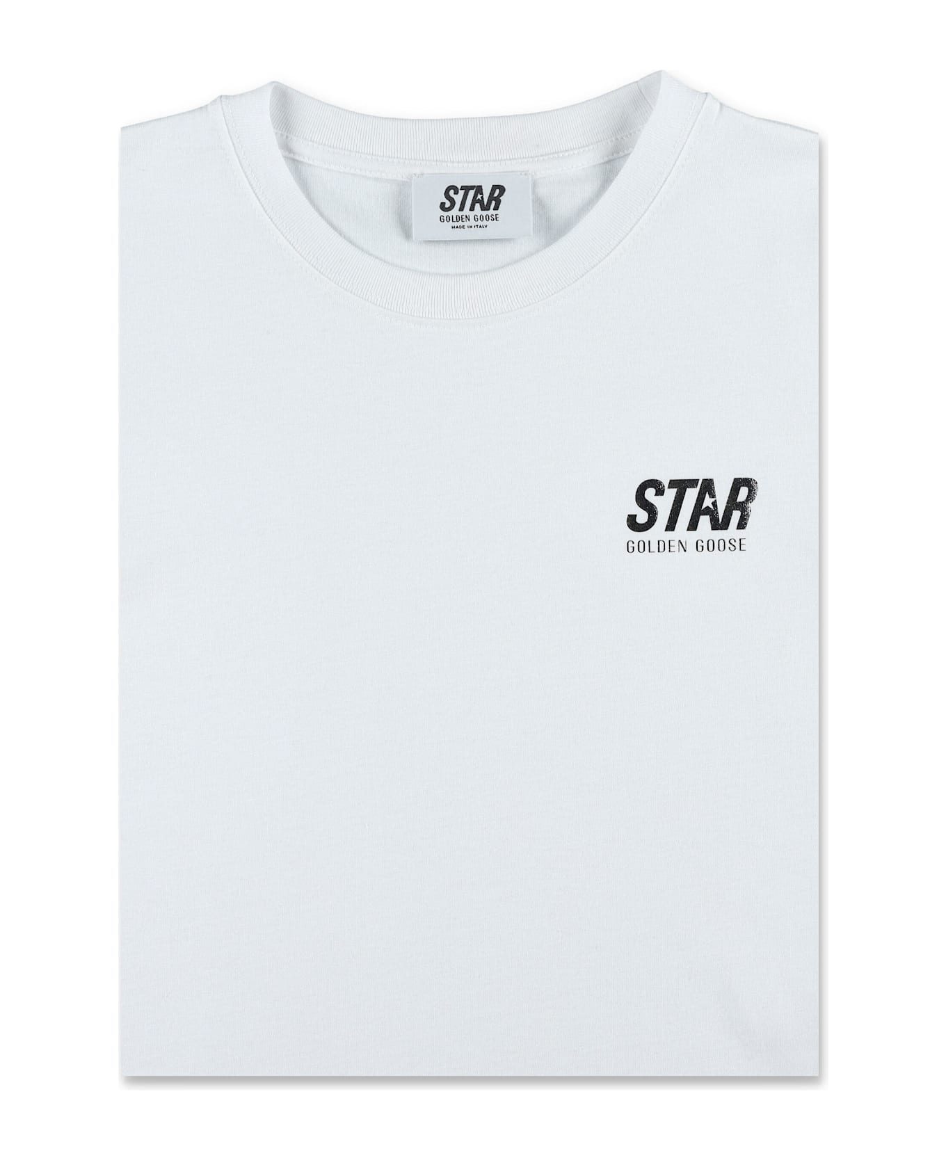 Golden Goose Kid - Silver Print Logo T-shirt - OPTIC WHITE/SILVER