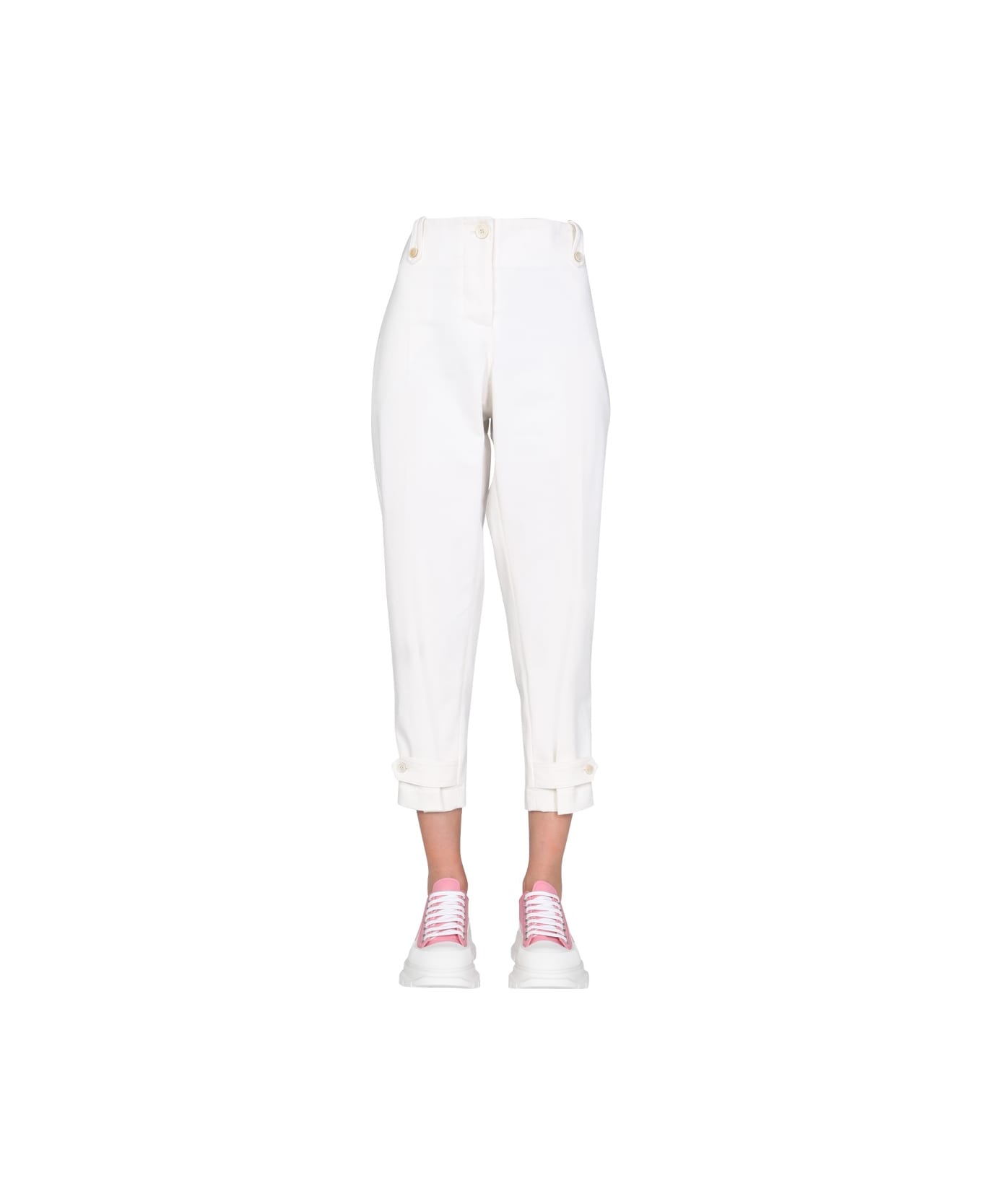 Alexander McQueen Gabardine Military Trousers - WHITE
