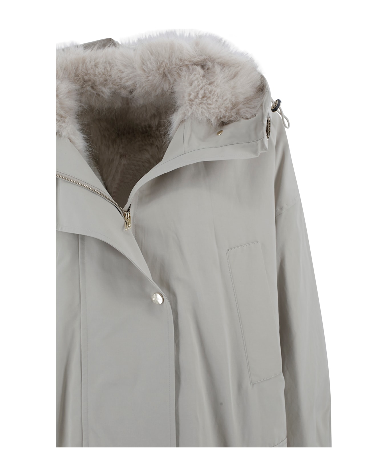 Max Mara Studio Faux Fur Parka - Beige
