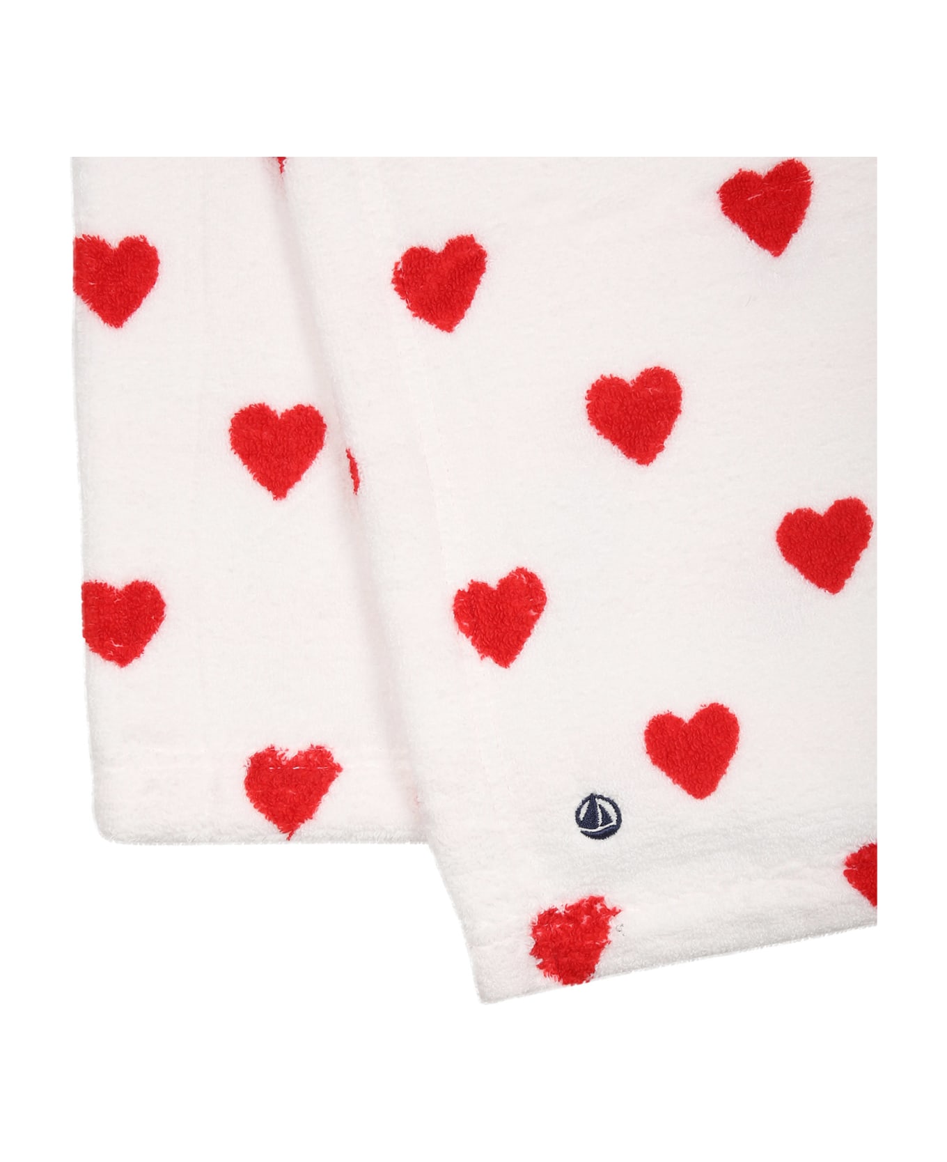 Petit Bateau White Bathrobe For Baby Girl With Hearts - White アクセサリー＆ギフト