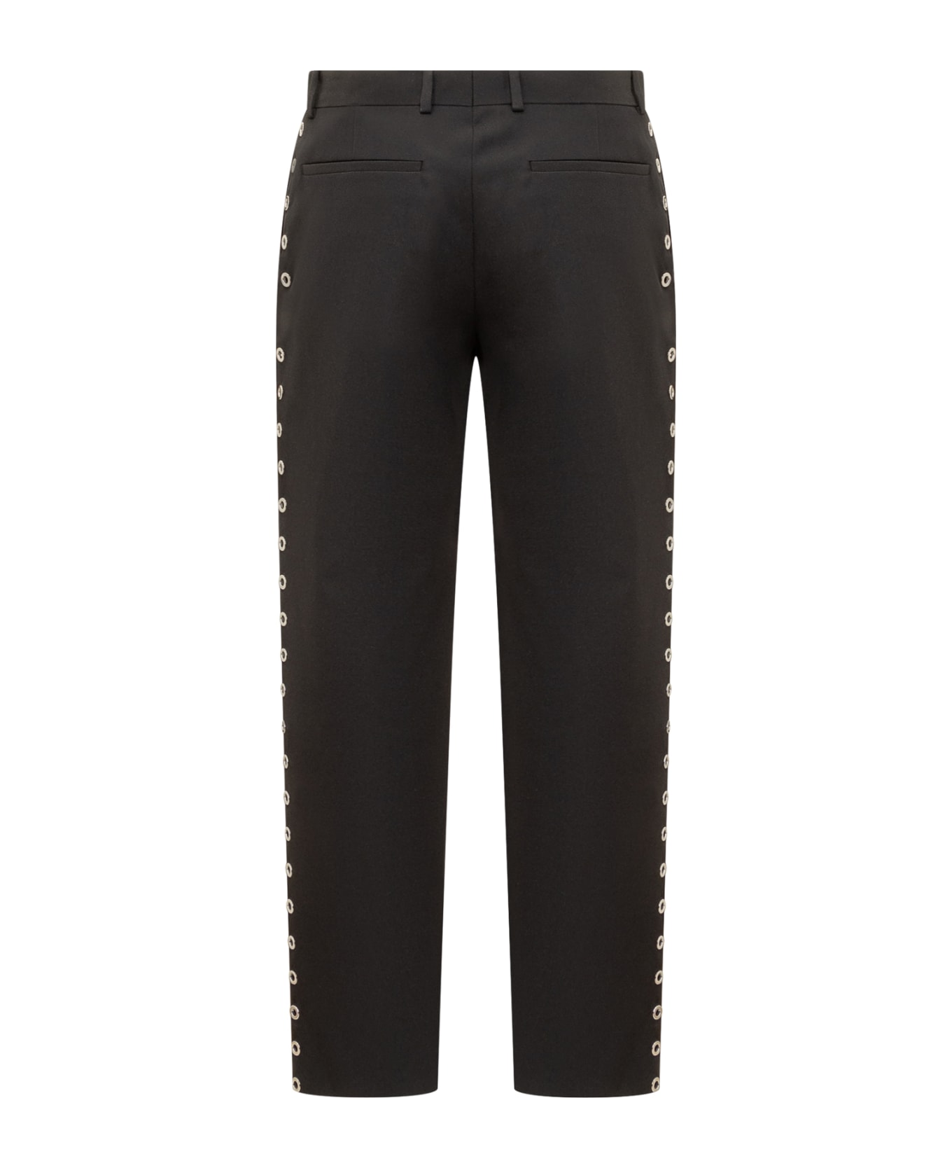 Off-White Wool Pants With Eyelets - Black ボトムス
