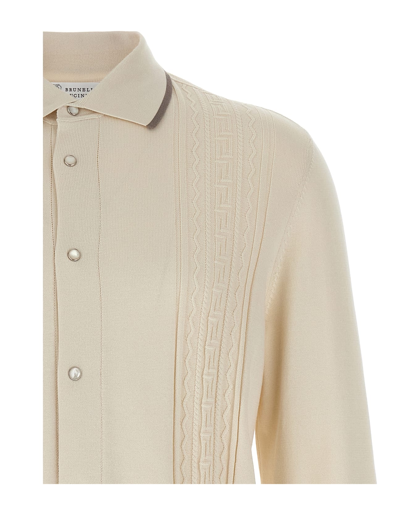 Brunello Cucinelli Geometric Jacquard Shirt - Beige