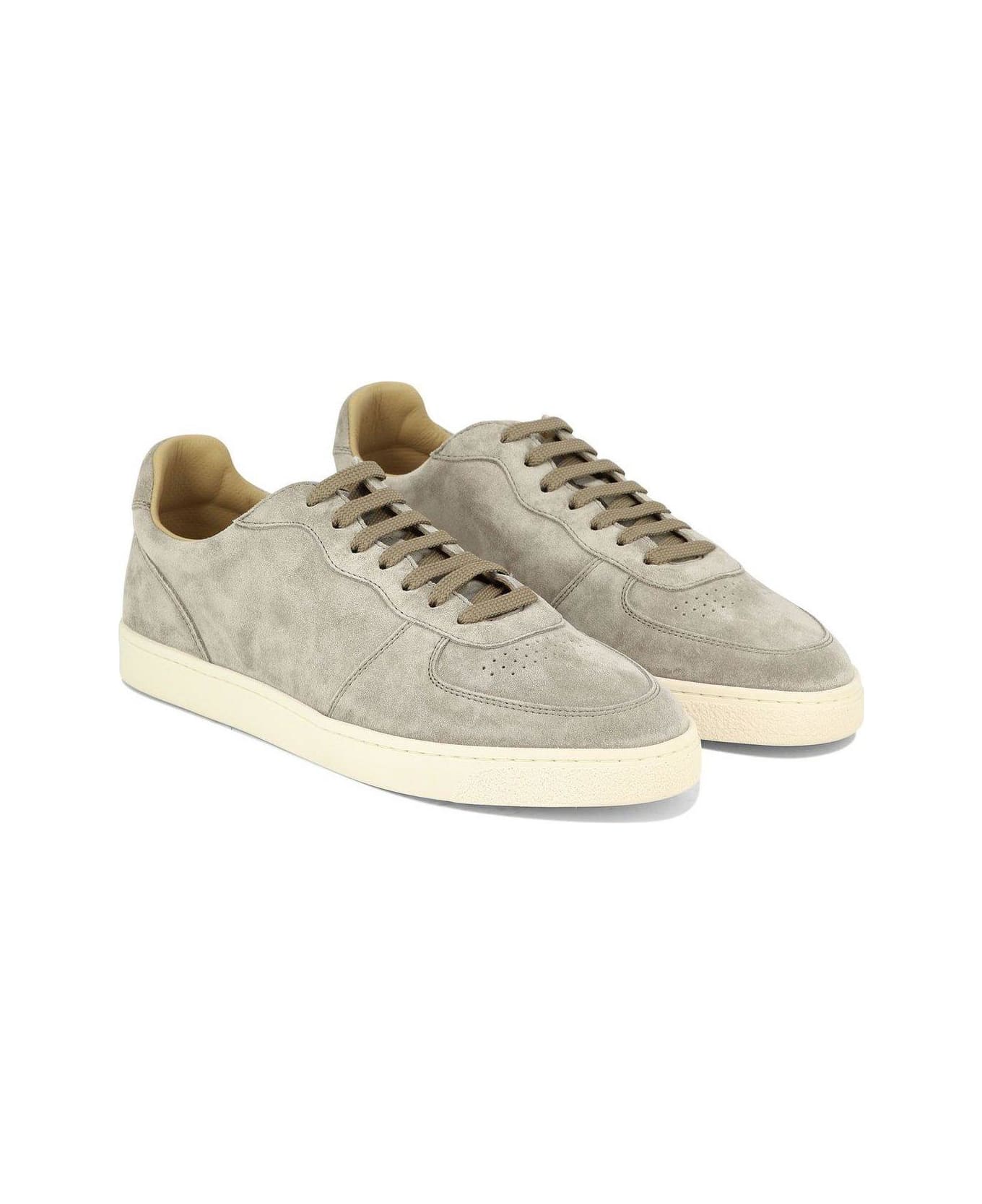 Brunello Cucinelli Round-toe Lace-up Sneakers - Beige