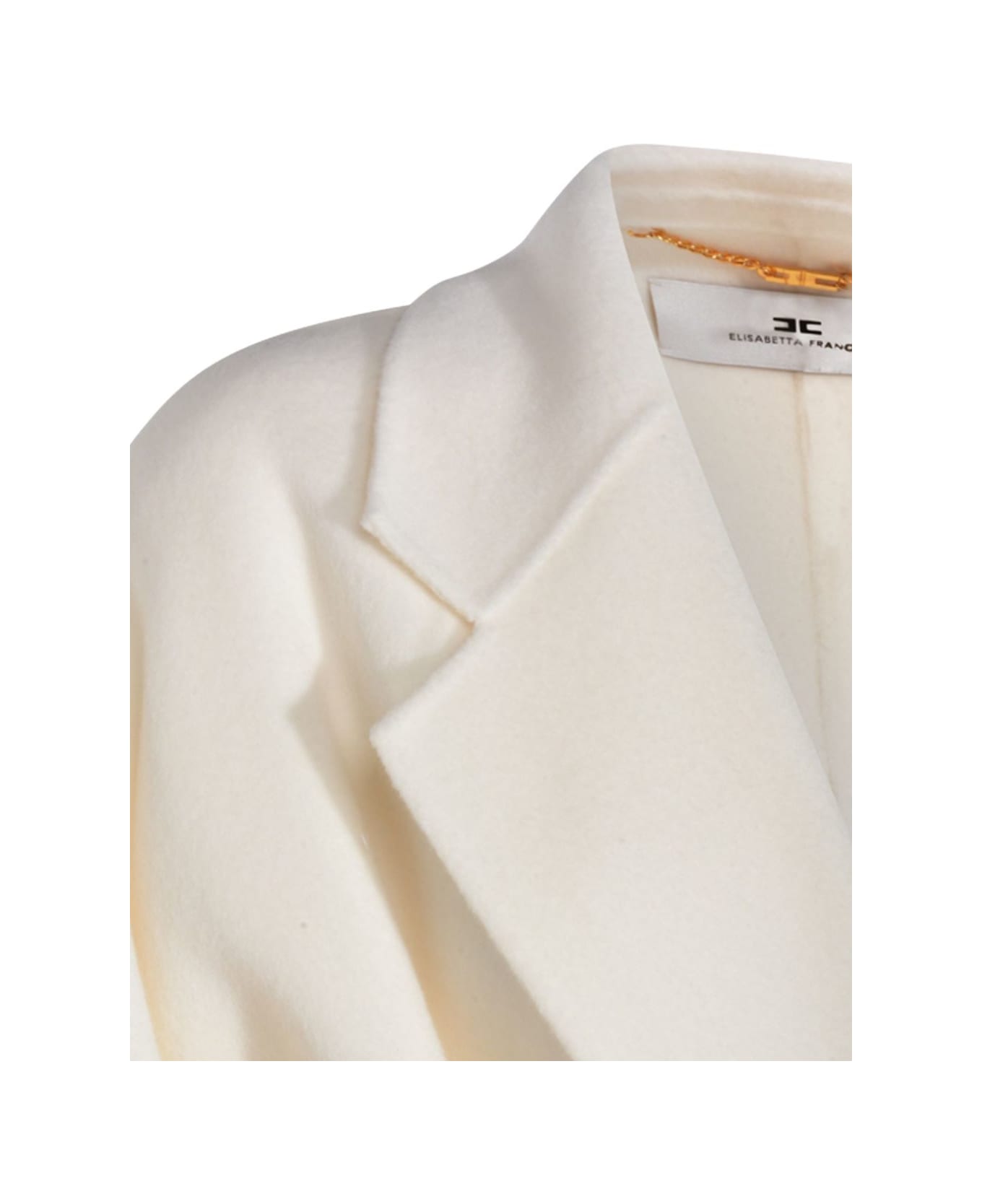 Elisabetta Franchi Wool Belted Coat - White