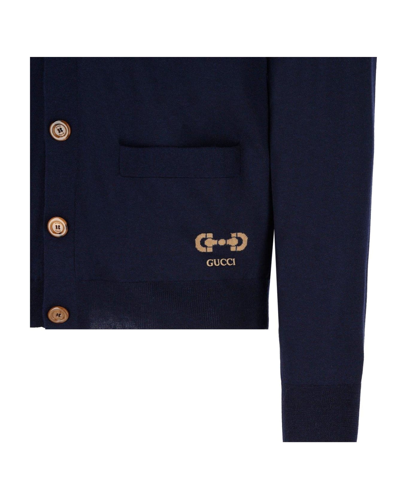 Gucci Logo Embroidered V-neck Cardigan