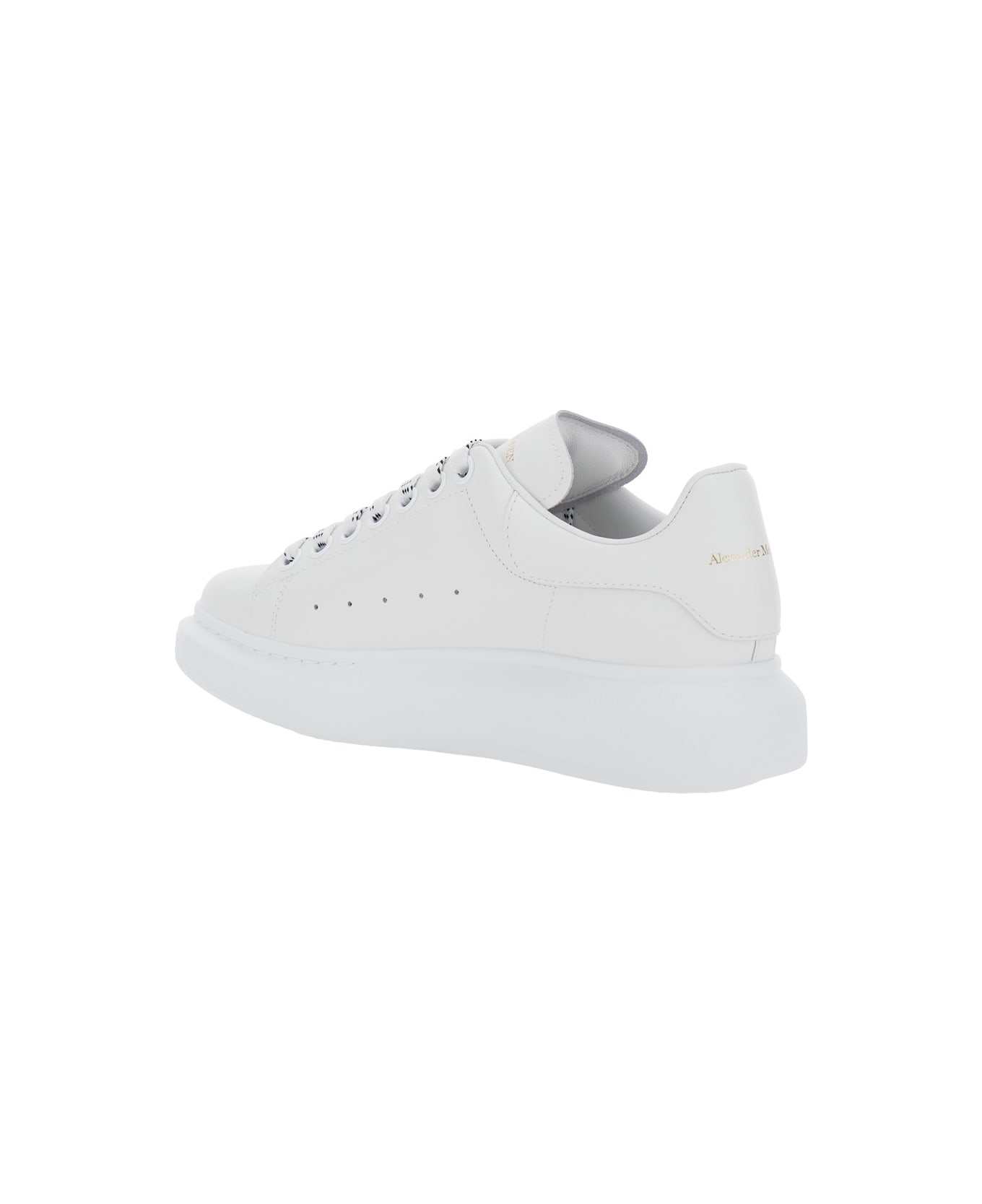 Alexander McQueen White Low Top Sneakers With Logo Lettering On Tongue And Heel In Leather Woman - White
