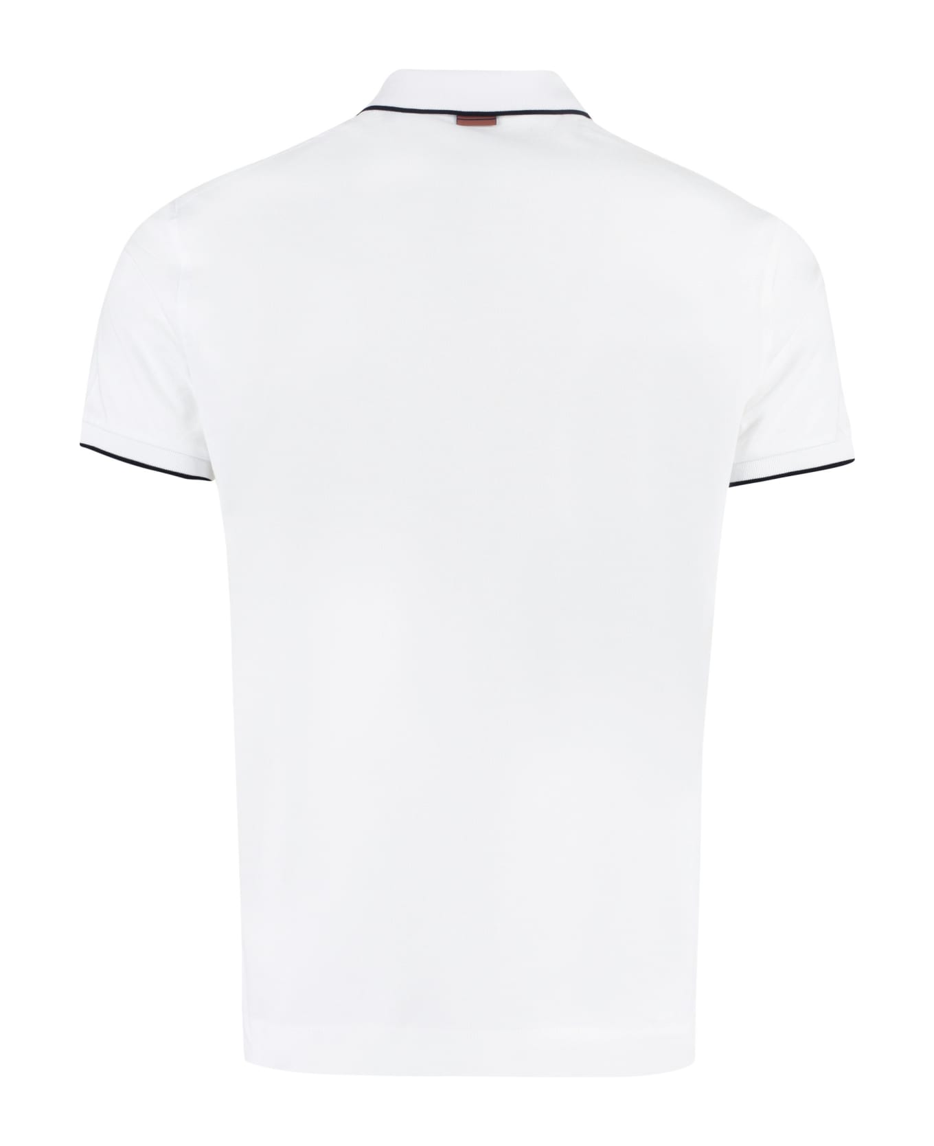 Zegna Logo Print Cotton Polo Shirt - White ポロシャツ