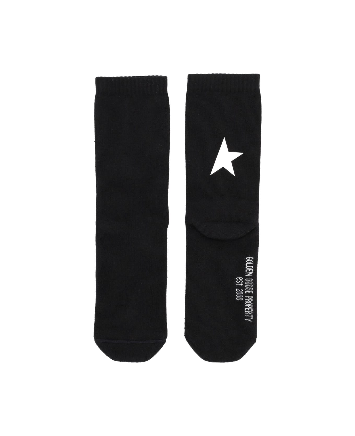 Golden Goose Socks With Logo - BLACK