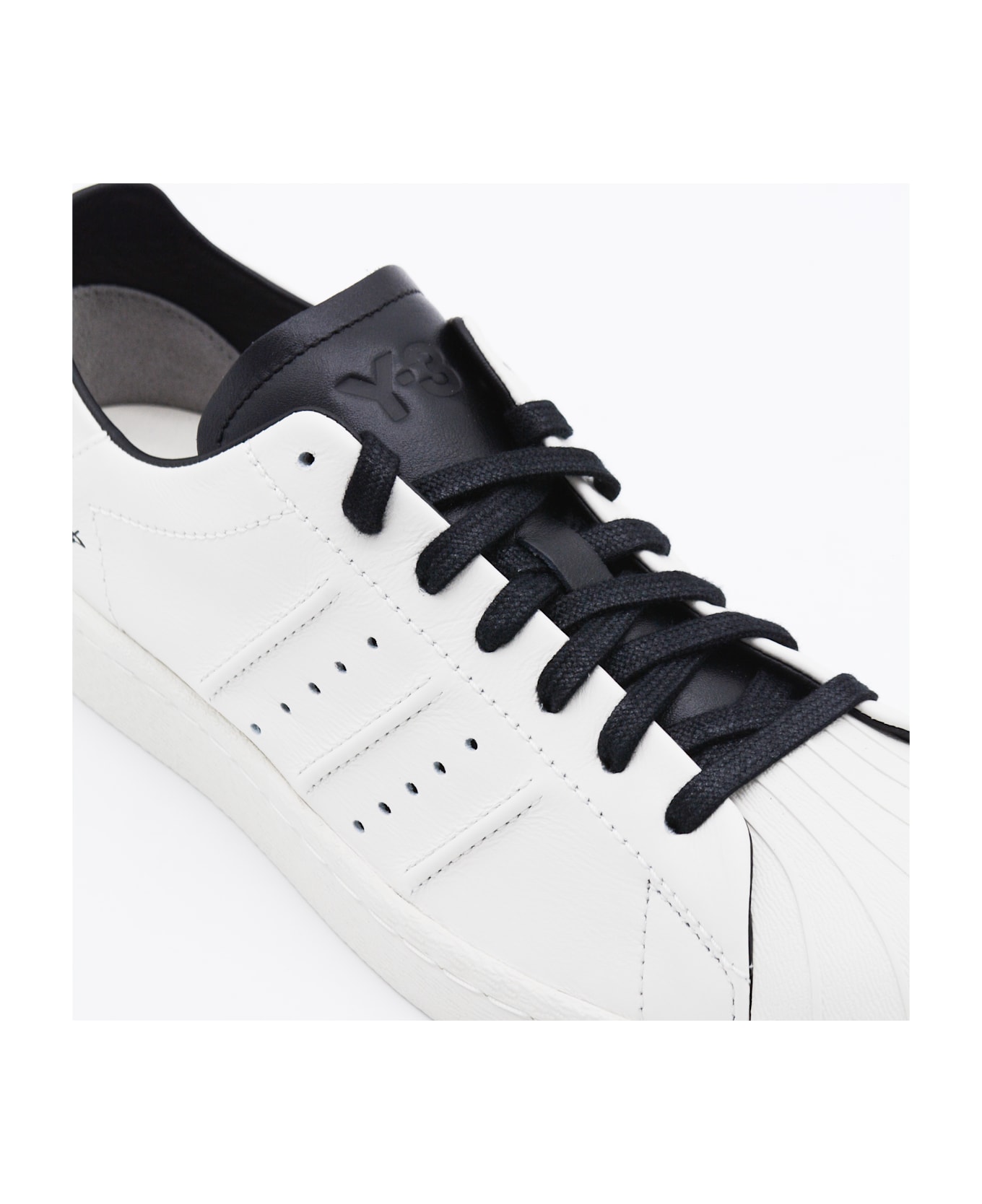 Y-3 White Leathe Y-3 Superstar Sneakers - ORBIT GREY/ORBIT GREY/BLACK