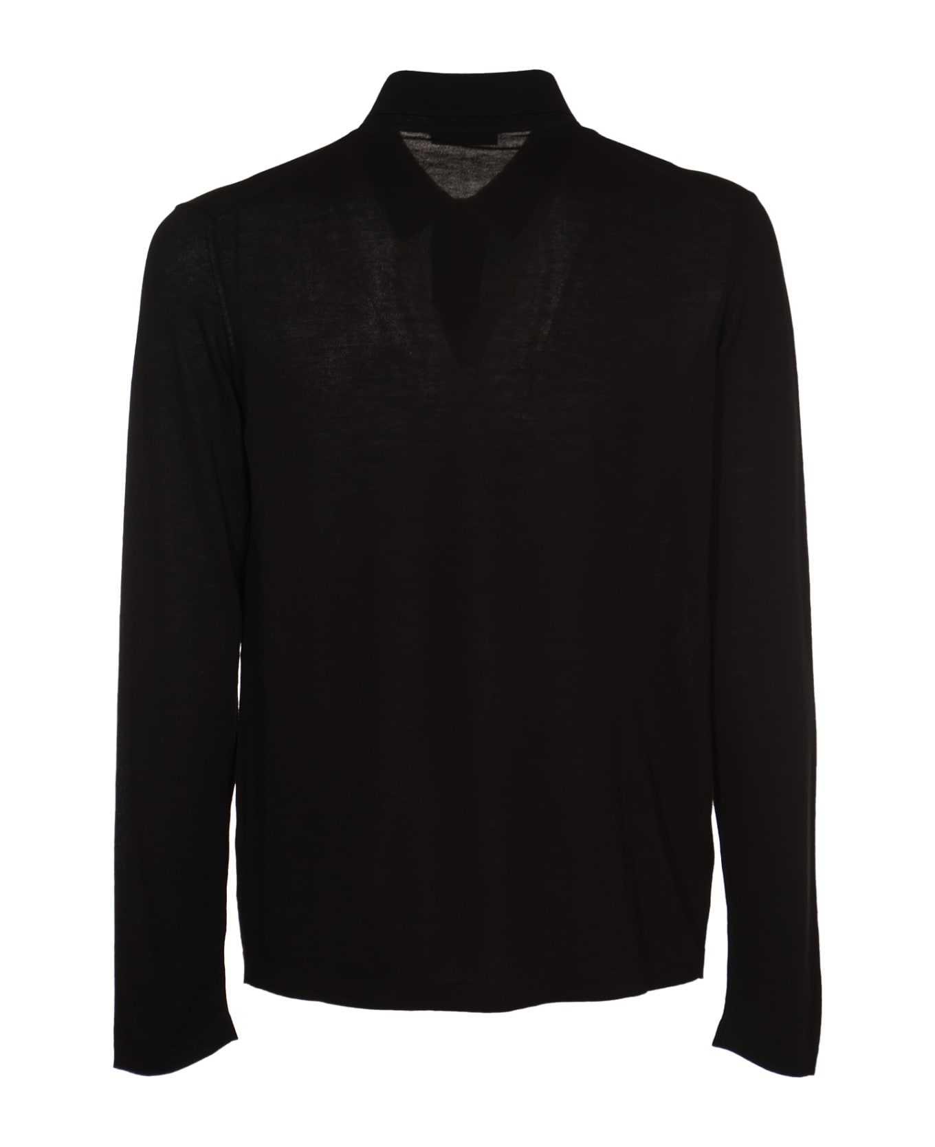 Roberto Collina Rib Trim Plain Knit Shirt - Black シャツ