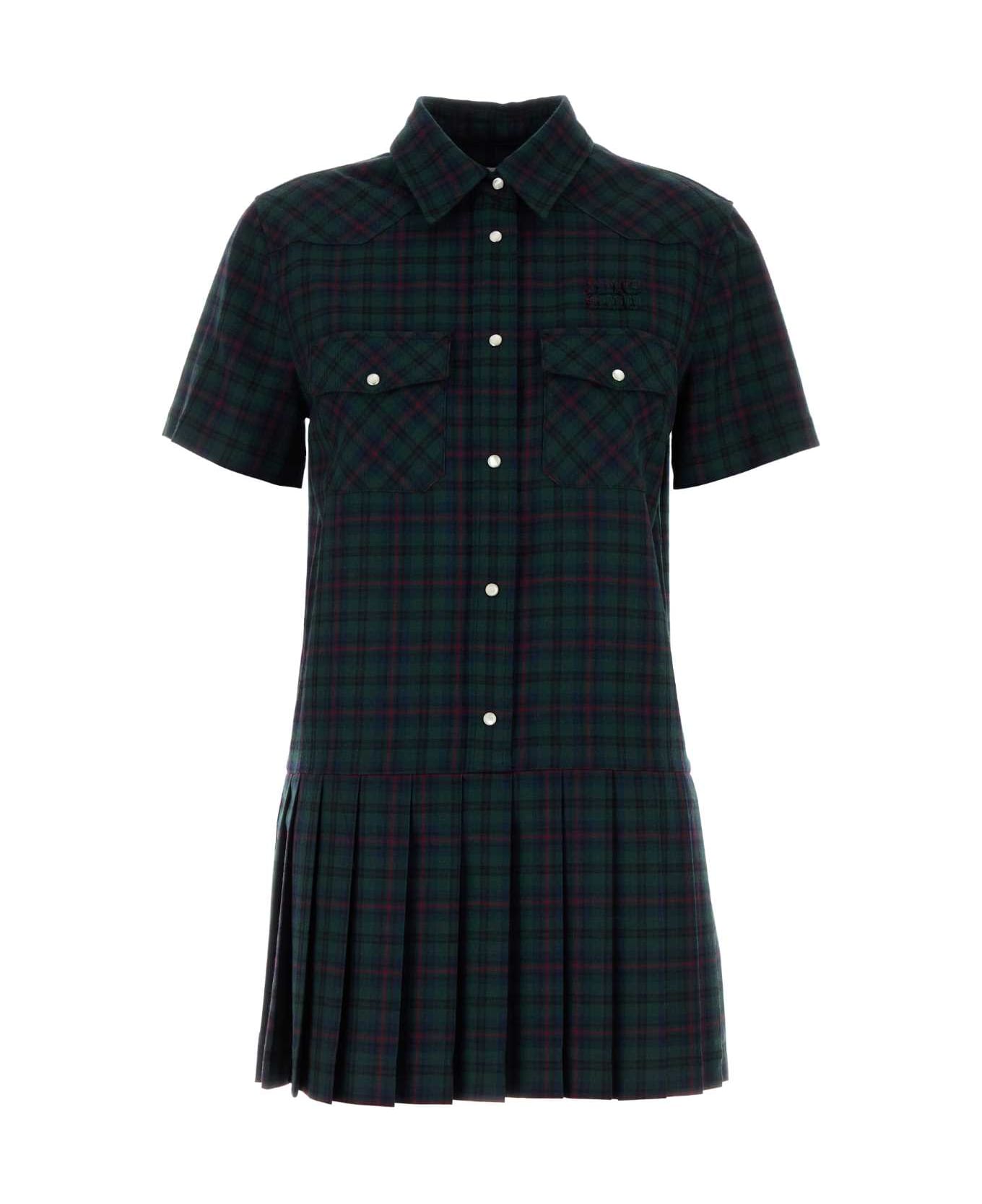 Miu Miu Embroidered Wool Mini Dress - BLUVERDE