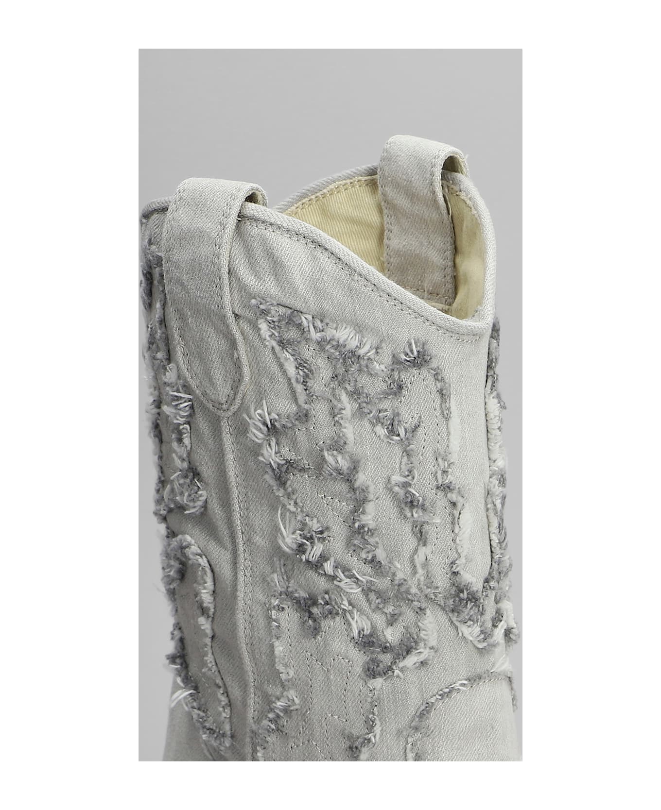 Vic Matié Denim 305 Texan Ankle Boots In Grey Fabric - grey