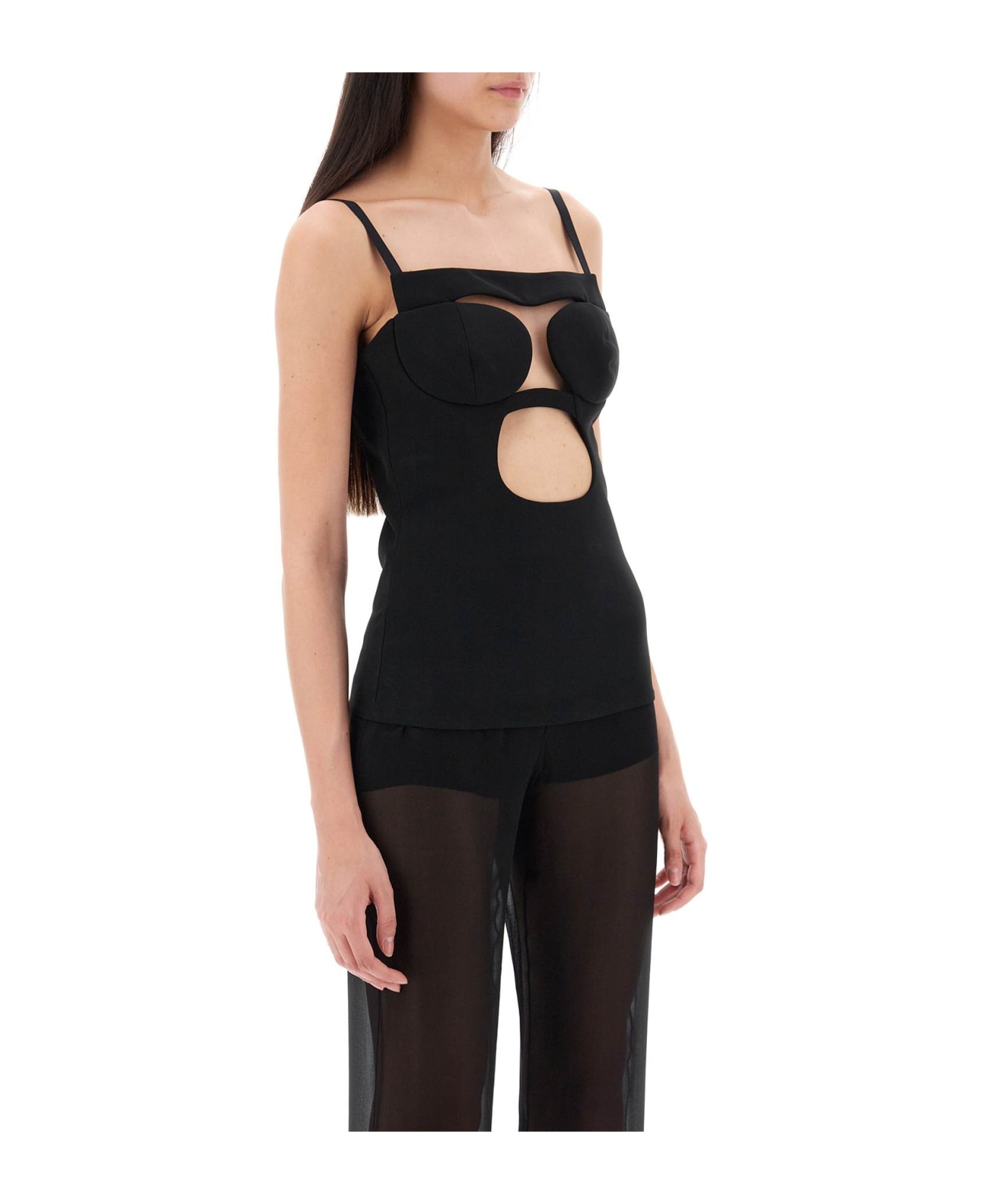 Nensi Dojaka Cut-out Top With Padded Cup - BLACK (Black)
