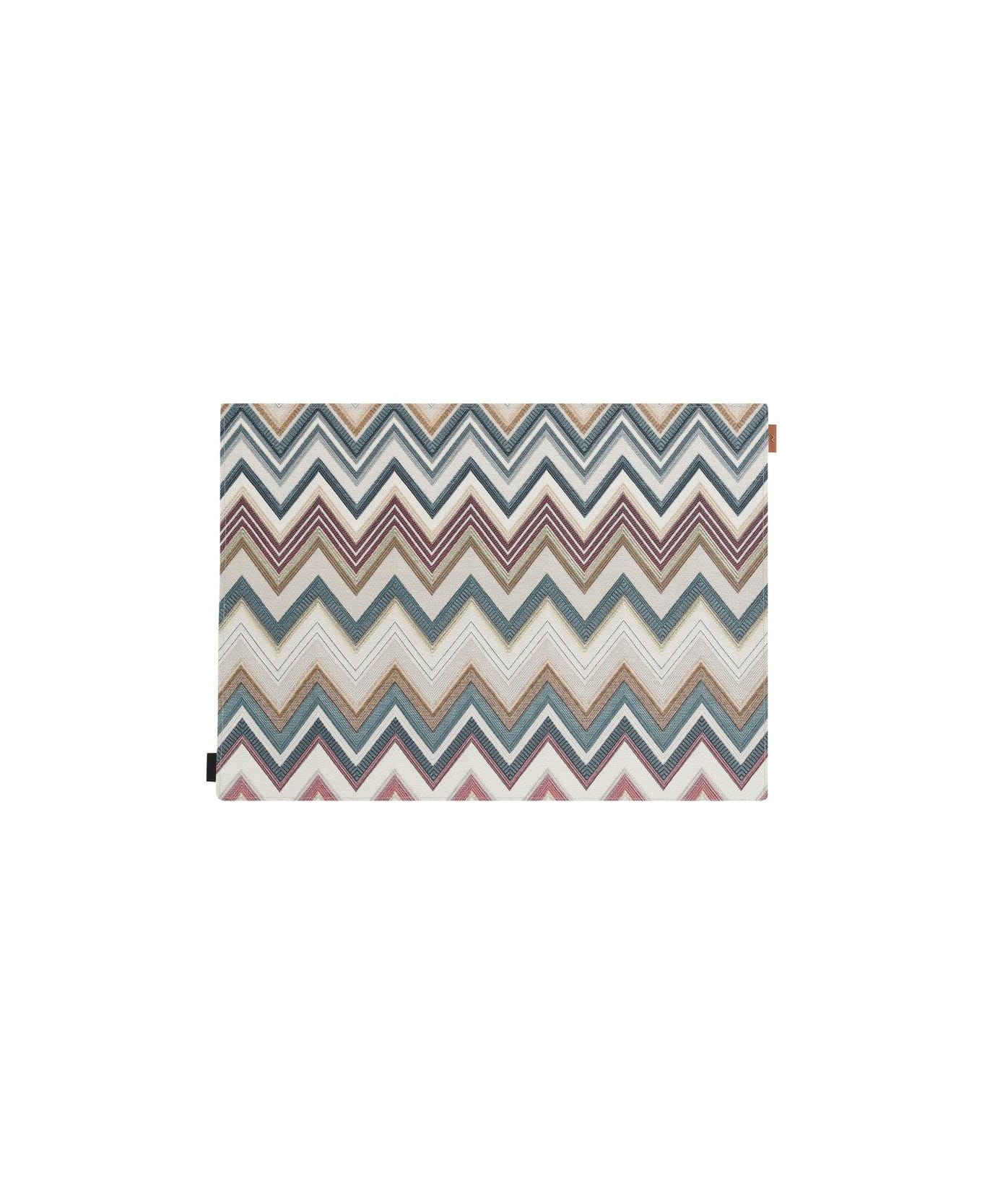 Missoni Mini Logo Tag Zig-zag Set Of Two Placemats - NEUTRALS/BLUE