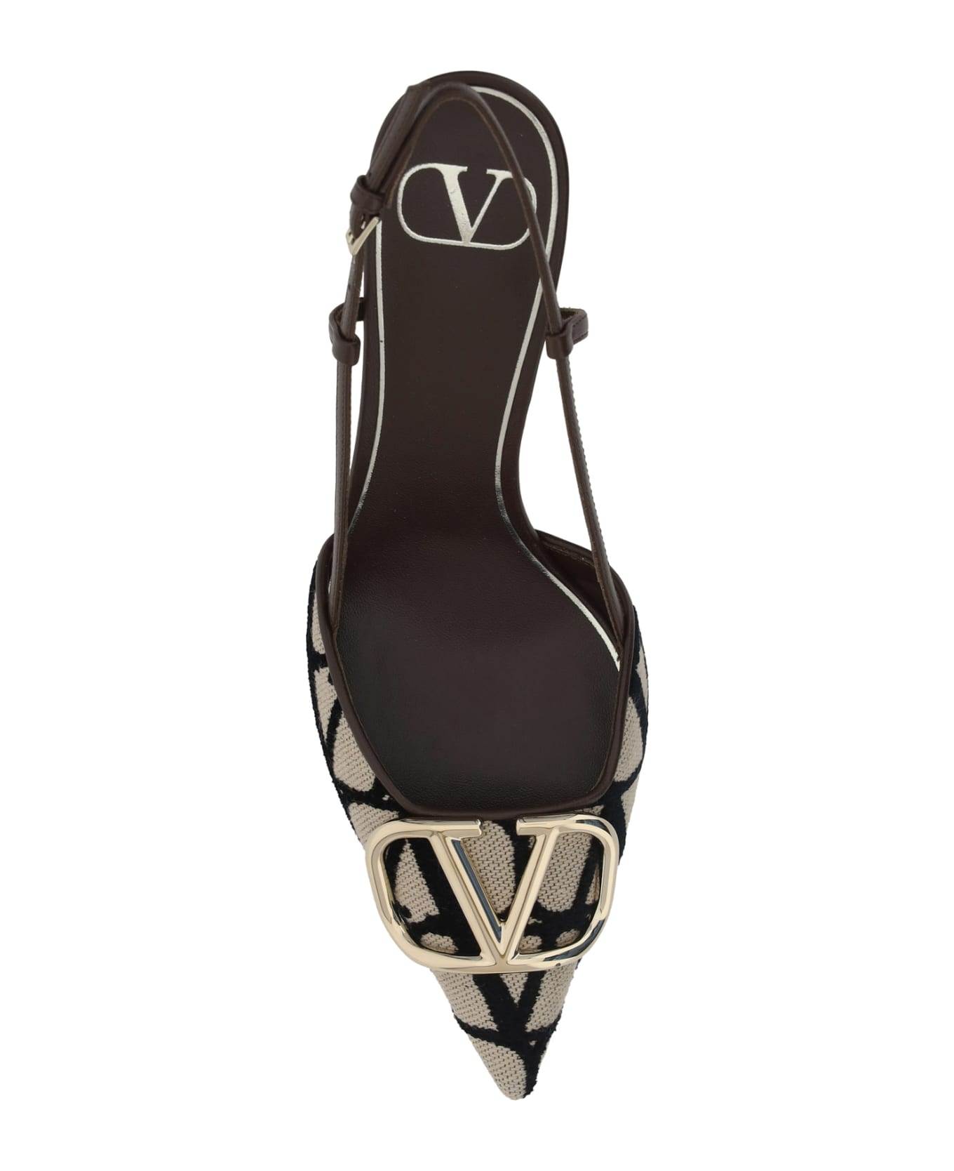 Valentino Garavani Vlogo Toile Iconographe Pumps - Naturale/nero/fondant