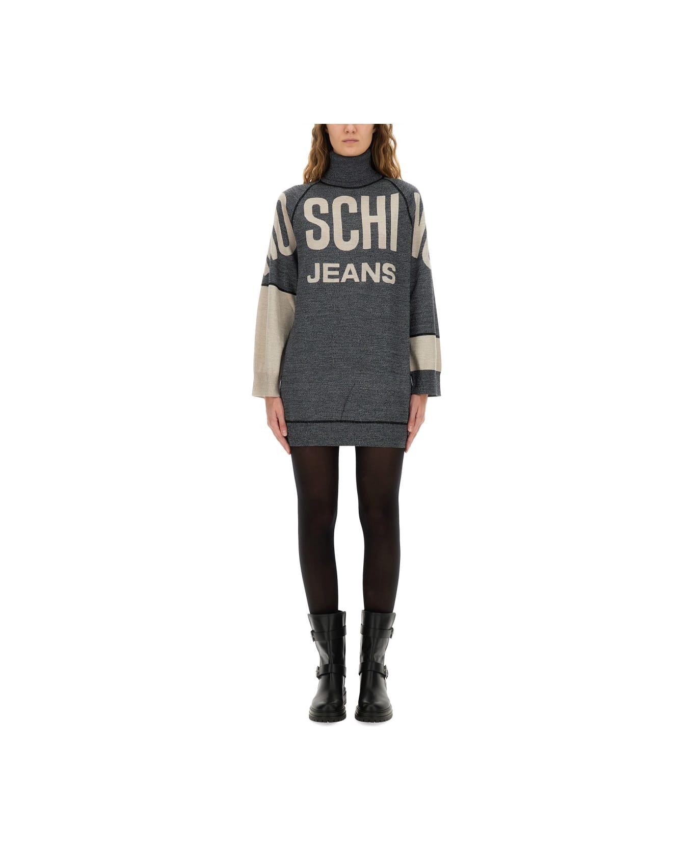 M05CH1N0 Jeans Inlaid Dress - GREY