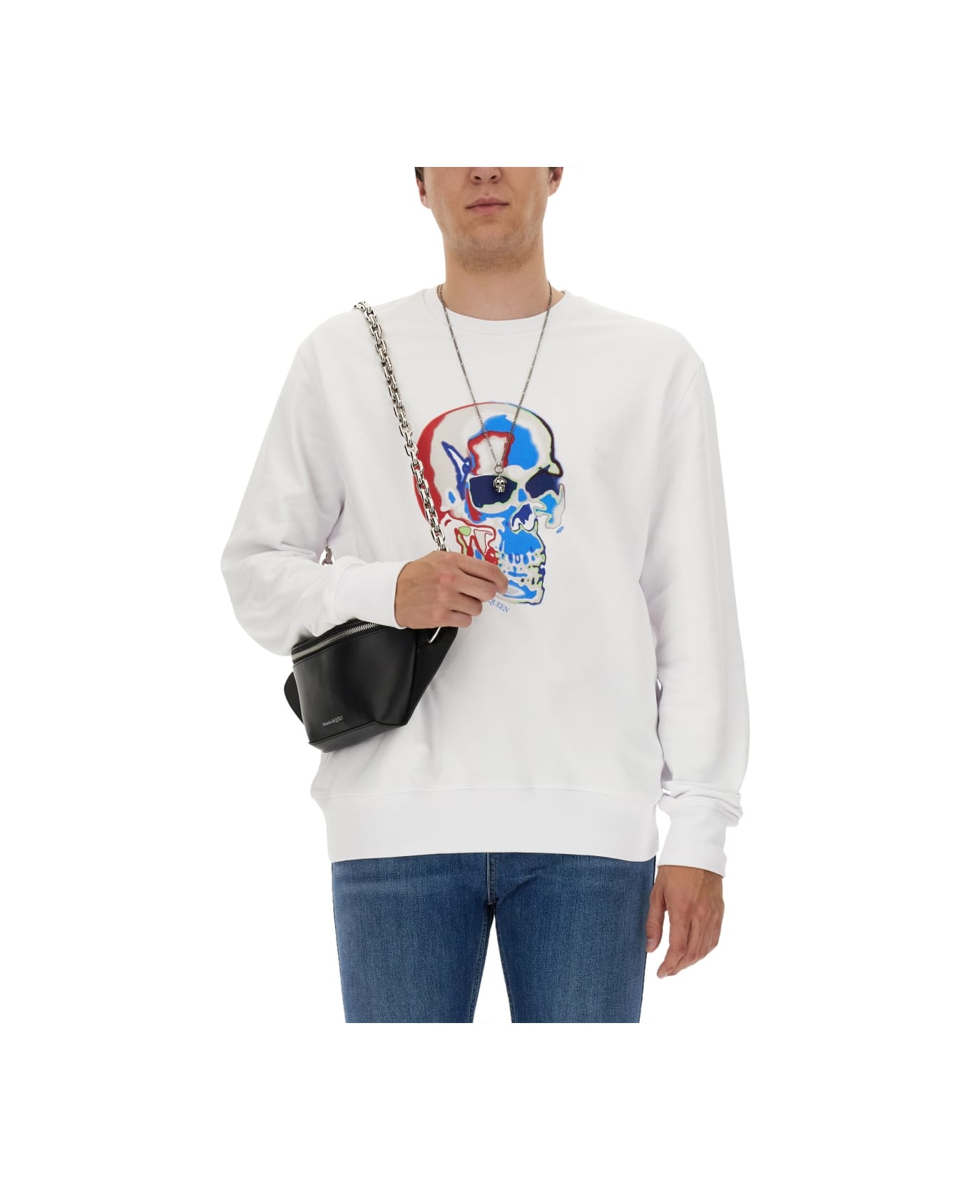 Alexander McQueen Skull Print Cotton Sweatshirt - WHITE