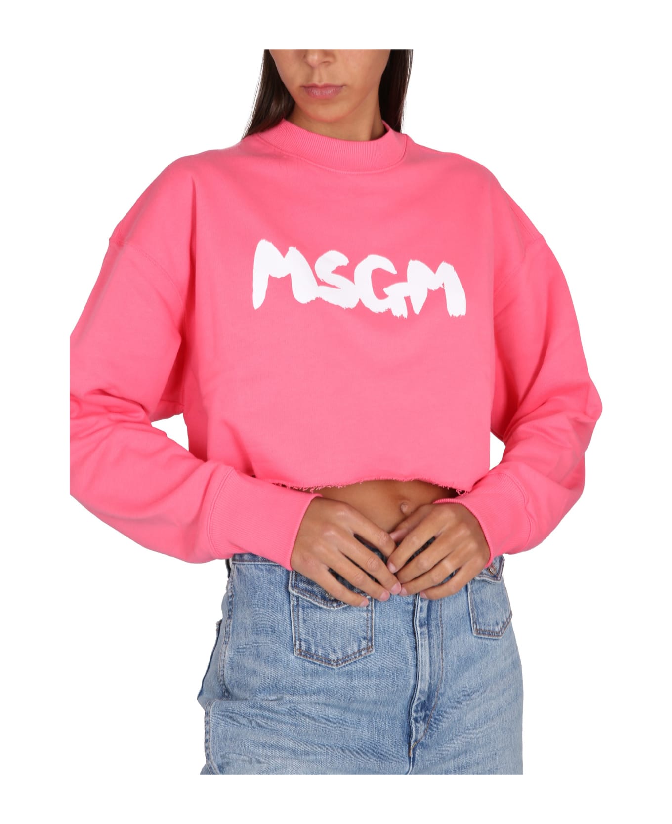 MSGM Sweatshirt With Brushed Logo Print - FUCSIA